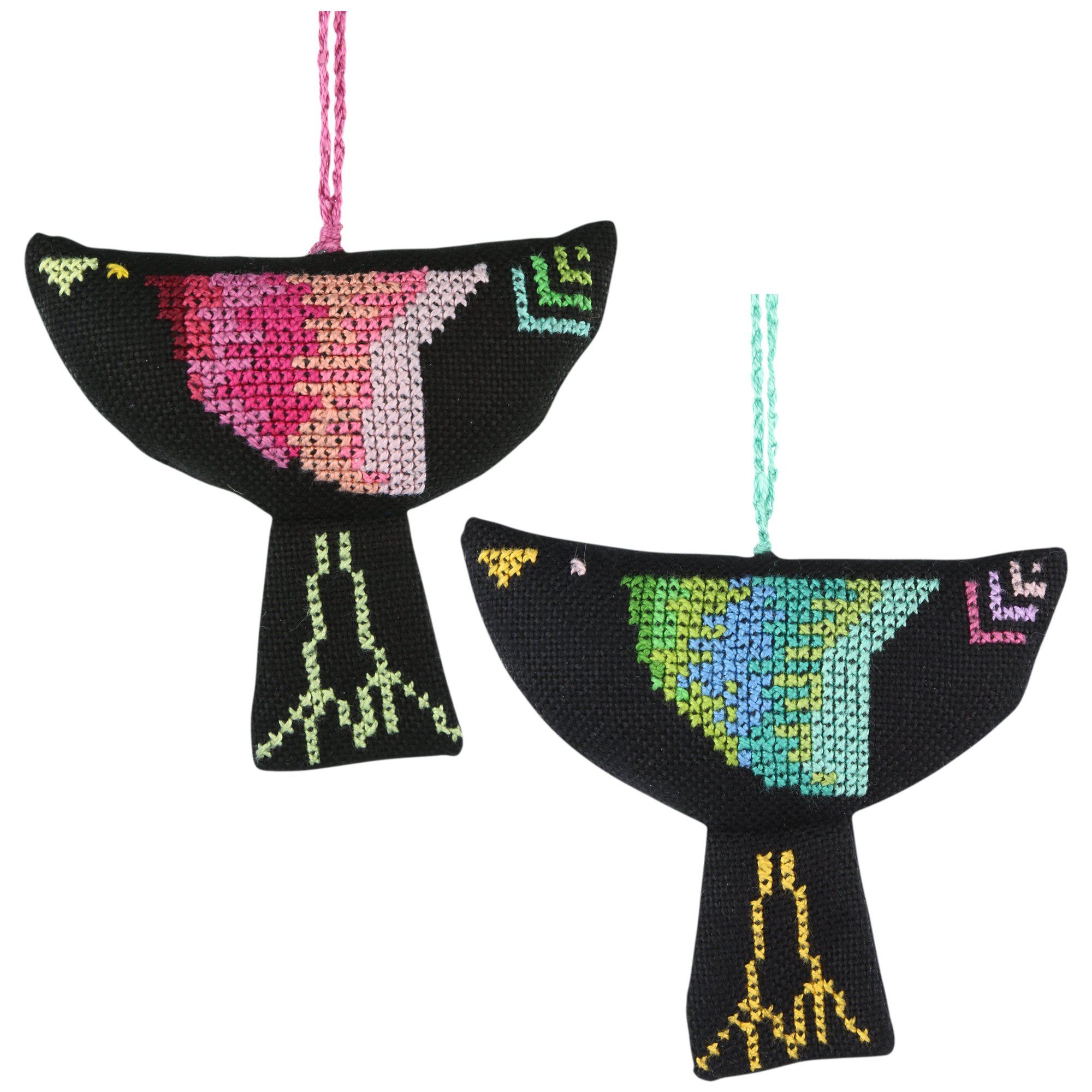 Premium Sulafa Handwoven Bird of Flight Ornament - Set of 2