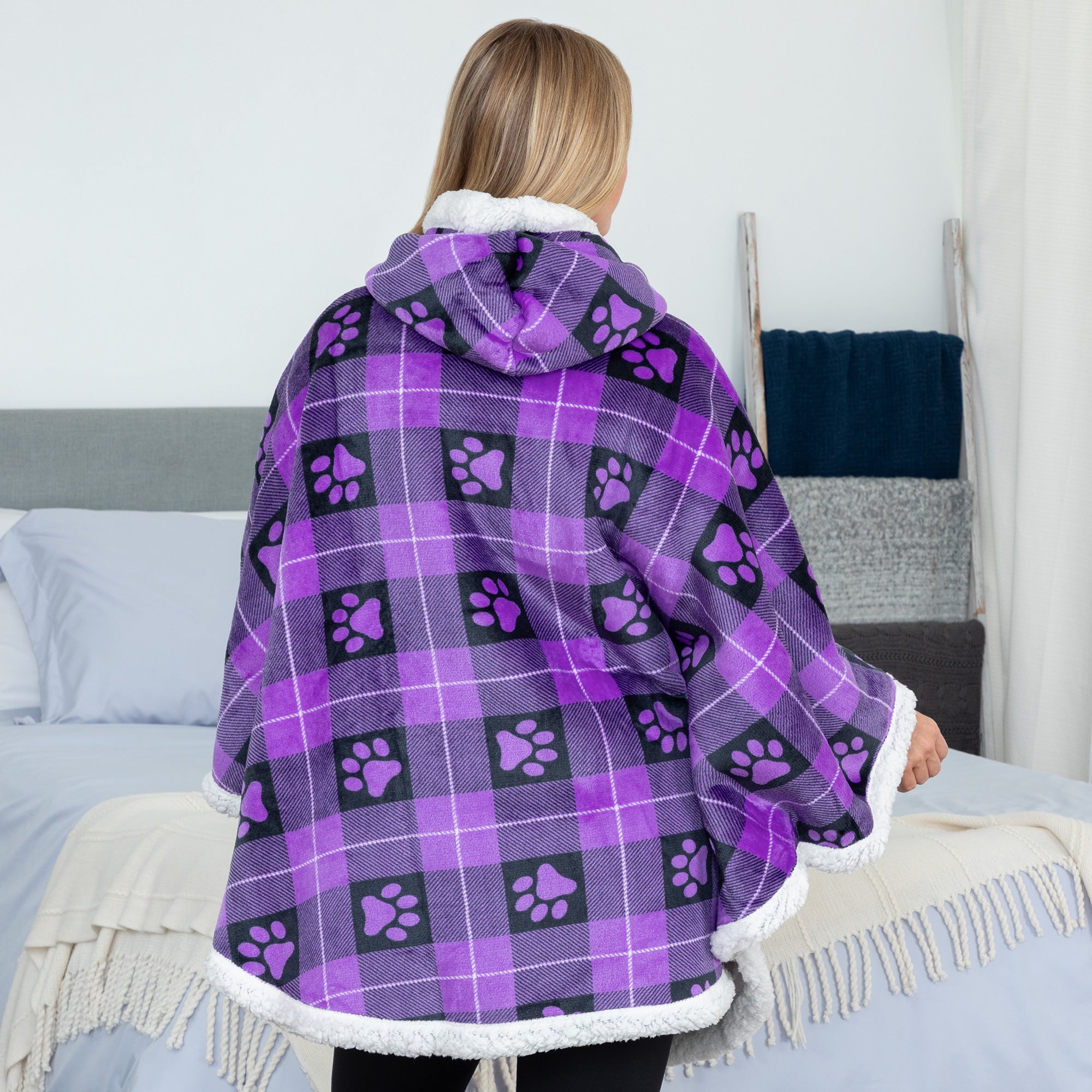 Ultimate Cozy Paw Print Hoodie Blanket - Premium Wearable Cape