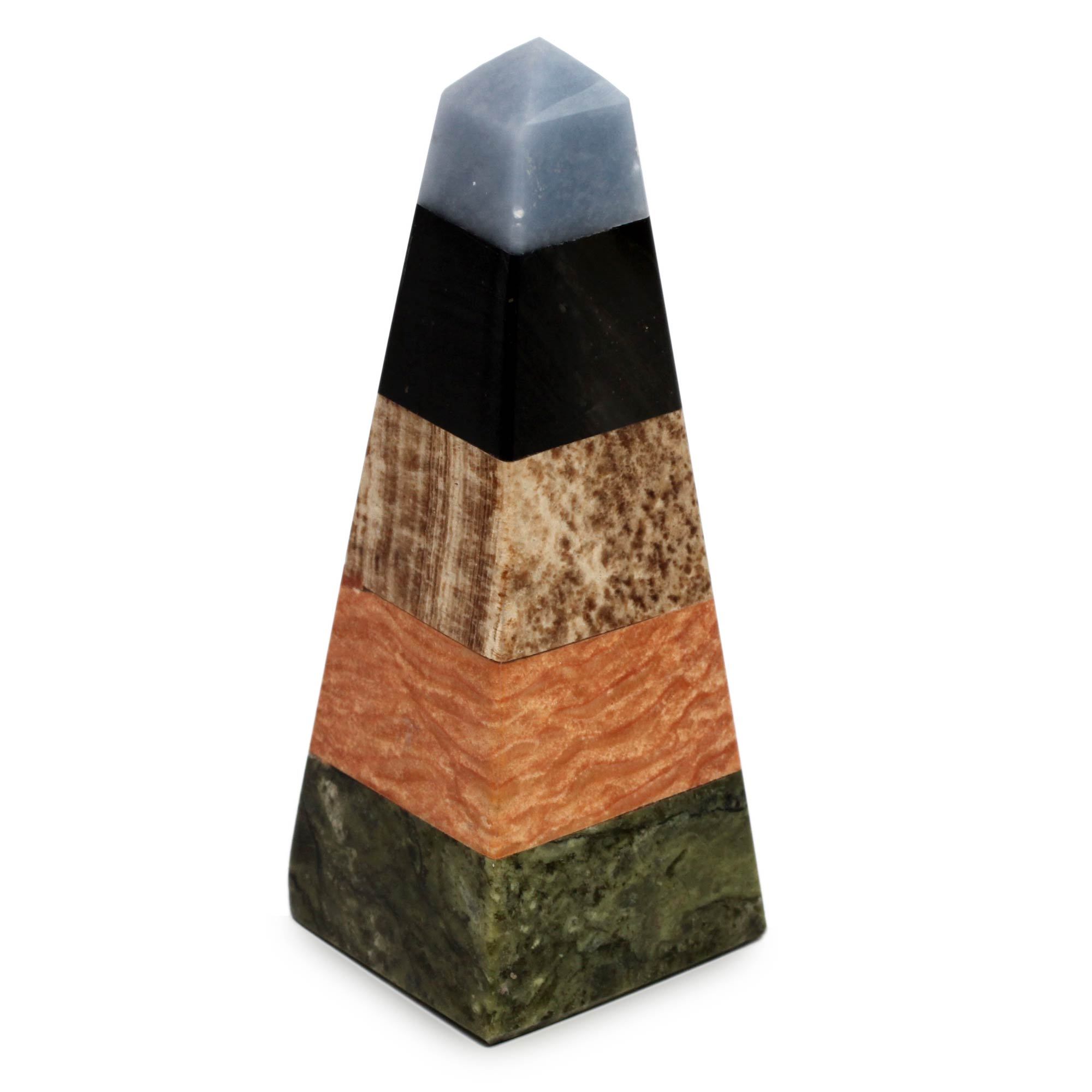 Premium Geometric Multicolor Stone Sculpture - Handcrafted in Peru
