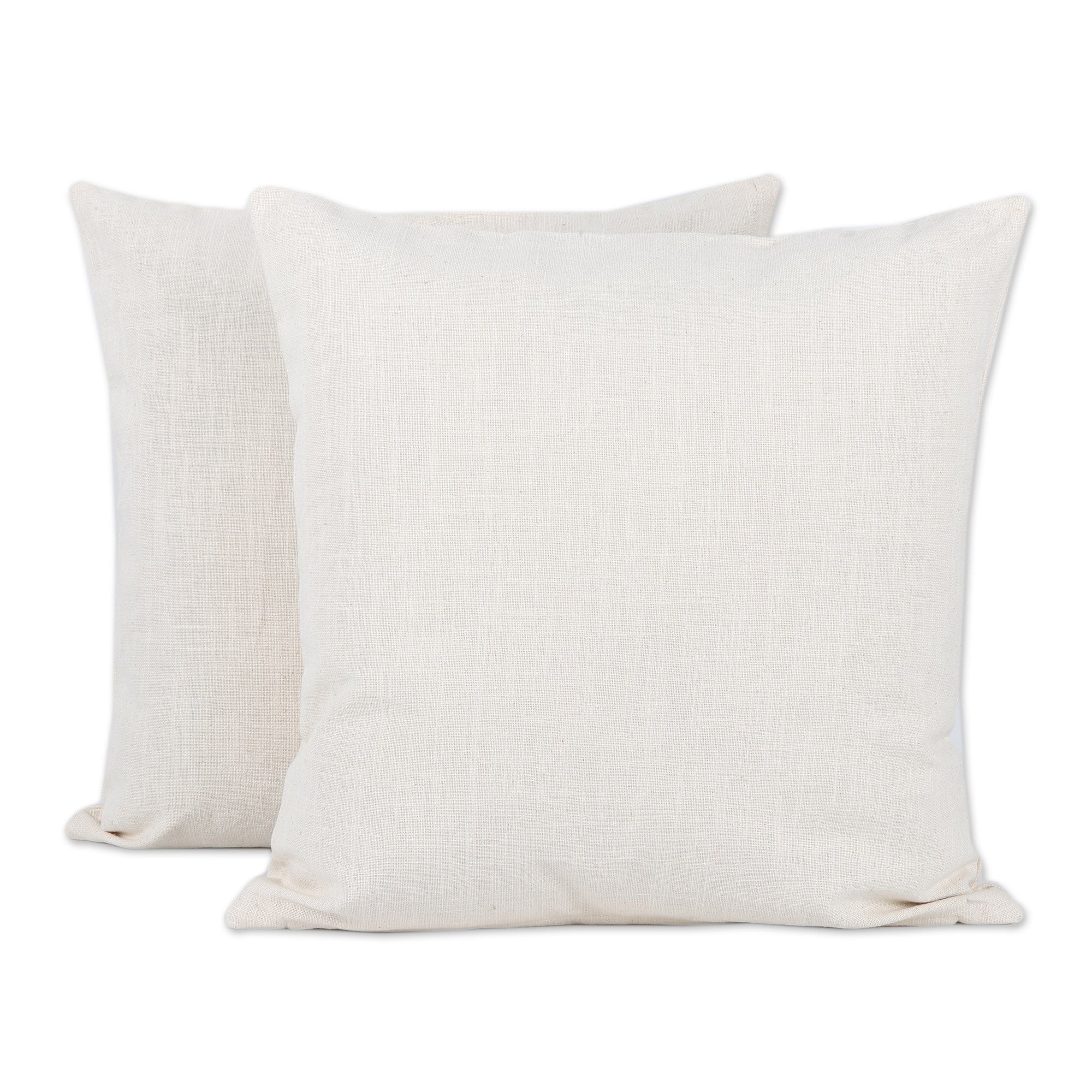 Premium Floral Embroidered Cotton Cushion Covers from India (Pair) - Upgrade Your Living Space
