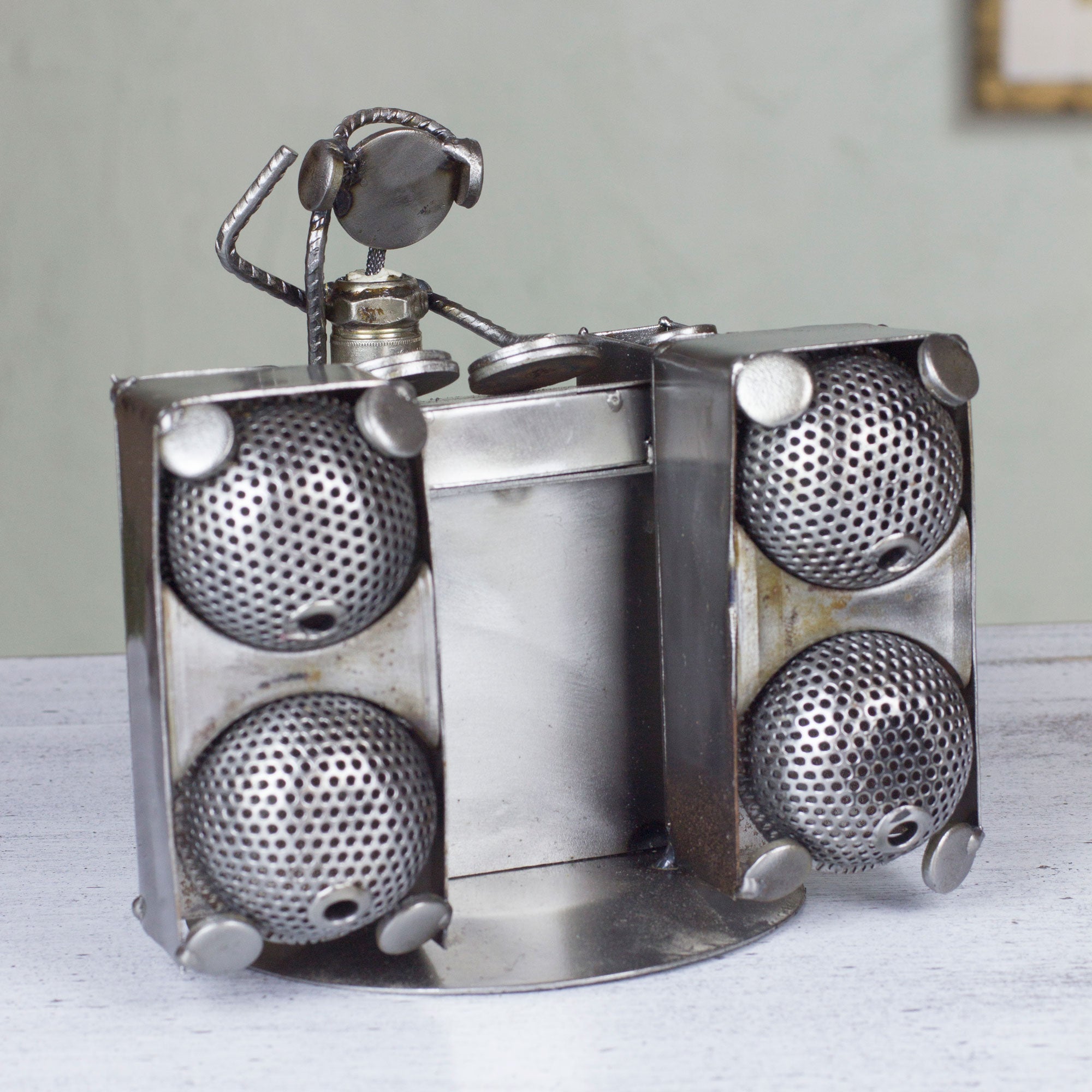 Premium Rustic DJ Sculpture - Recycled Metal Art Piece