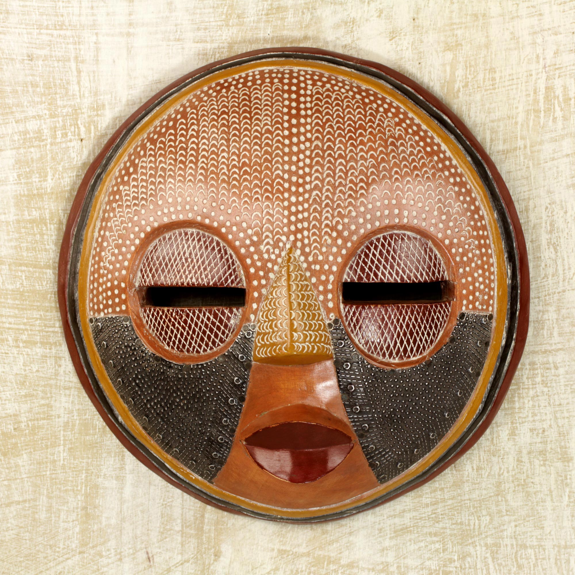 Premium Handcrafted African Sese Wood Wall Mask - 'Gameli' by Victor Dushie