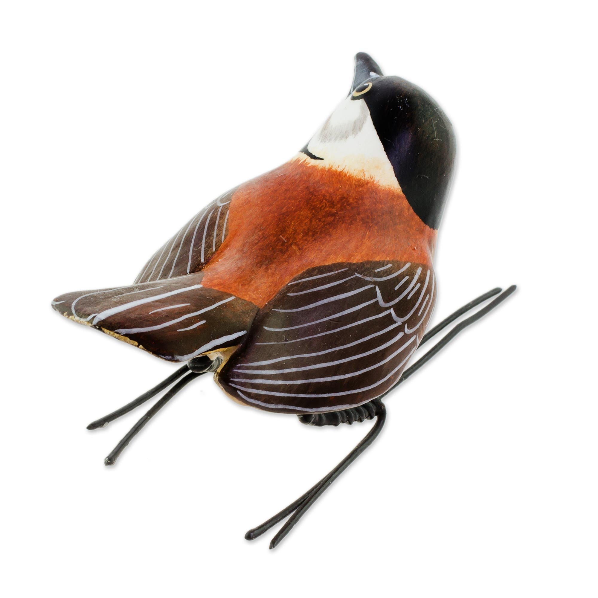 Premium Handcrafted Chestnut-Backed Chickadee Ceramic Bird Figurine