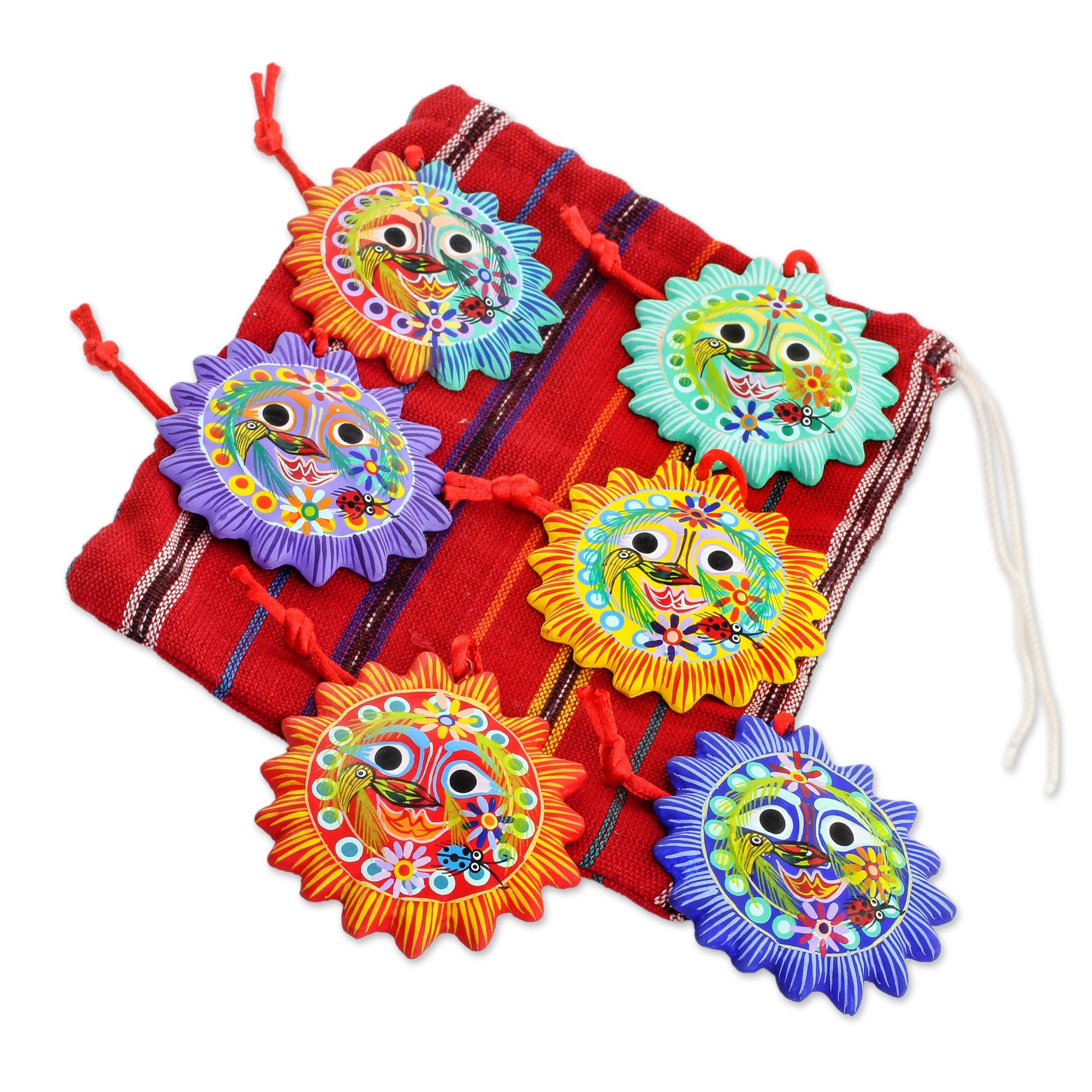 Premium Handmade Lord of the Sun Ceramic Ornaments - Set of 6