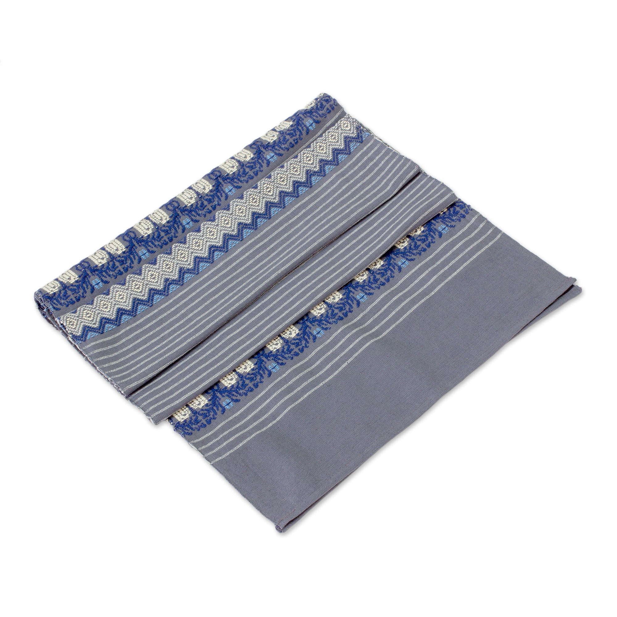 Premium Handwoven Striped Table Runner in Graphite - Artisan Crafted from Guatemala