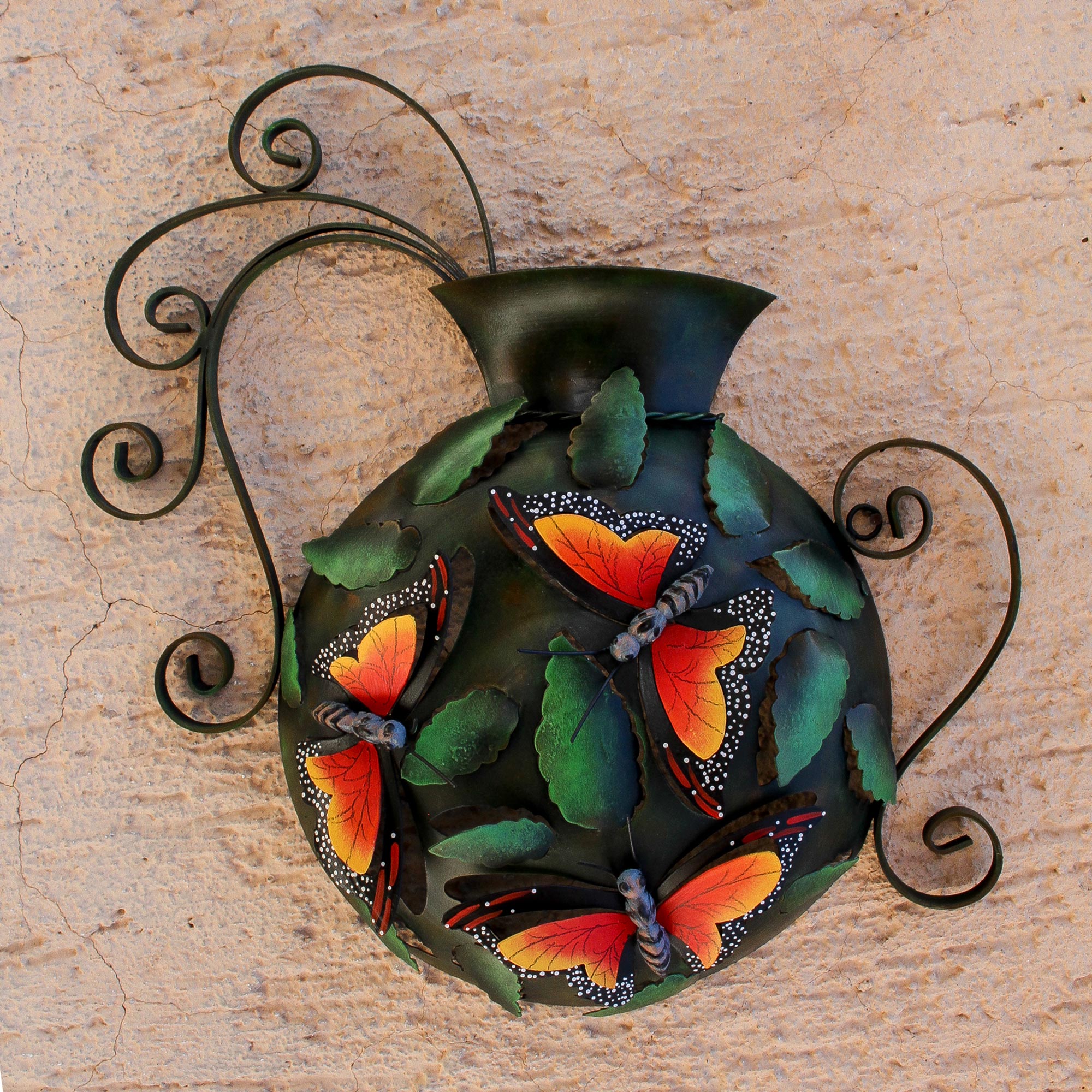 Premium Monarch Vase: Handcrafted Butterfly Wall Sculpture from Mexico