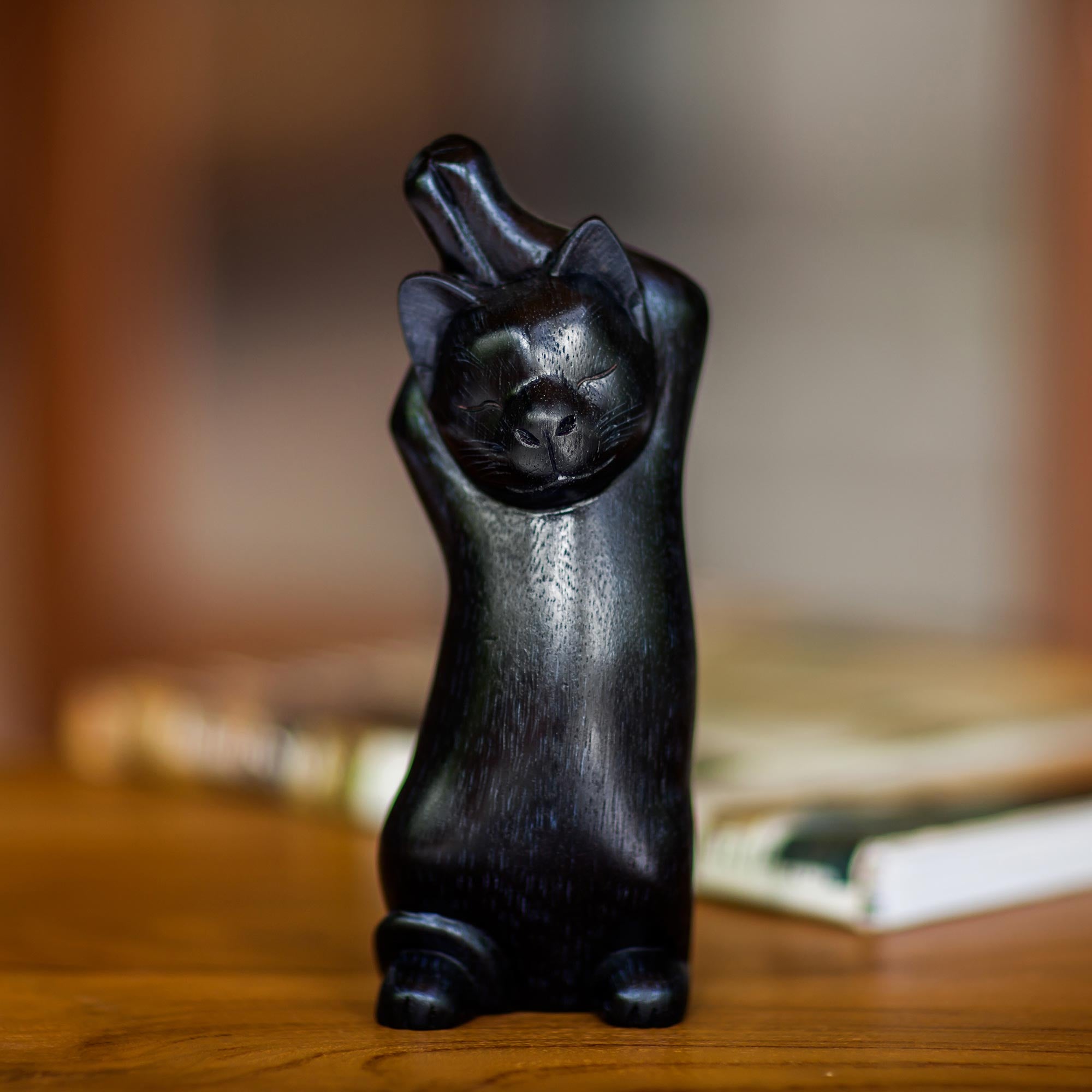Premium Handcrafted Black Cat Yoga Sculpture
