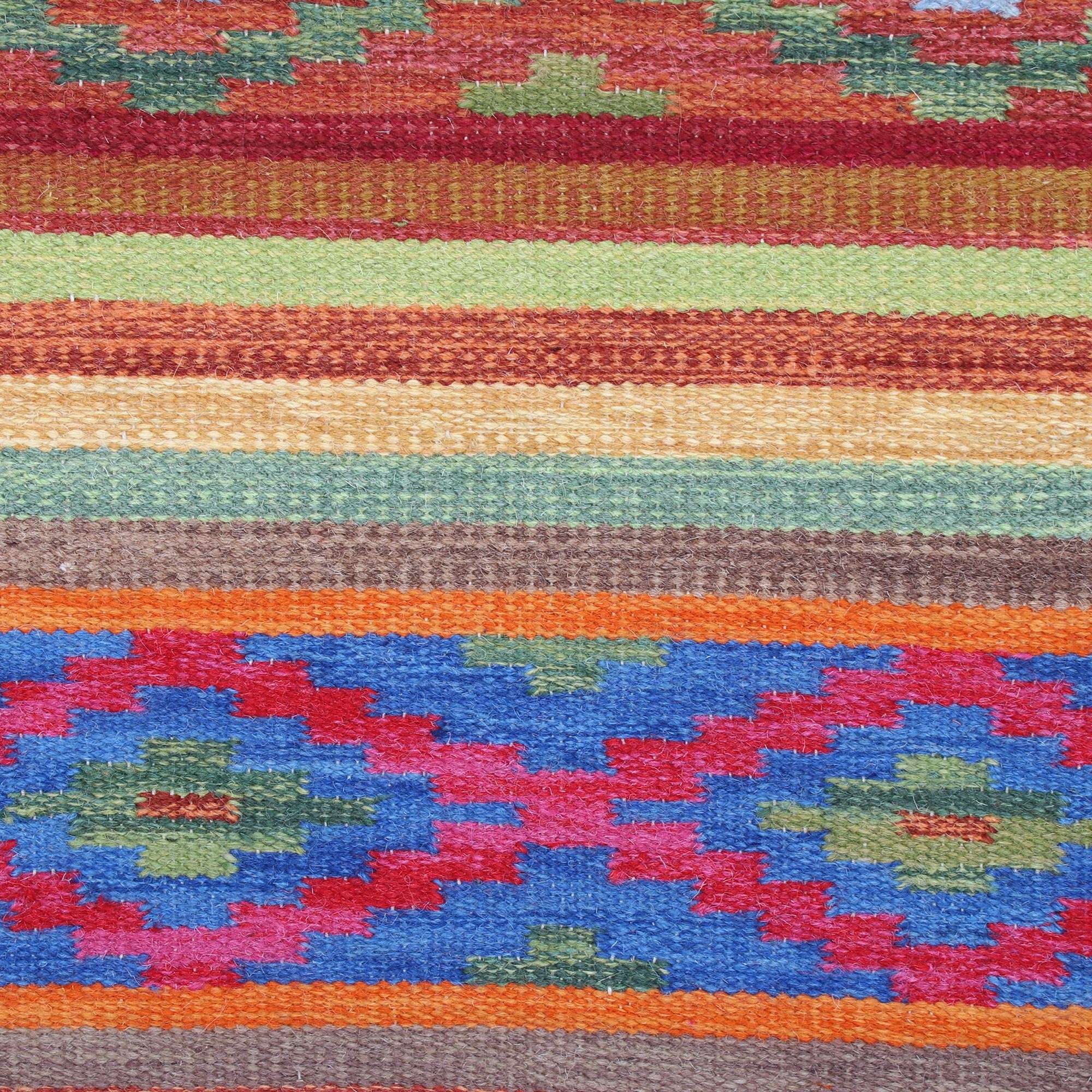 Premium Handwoven Diamond Illusion Wool Rug – Vibrant 3x5 ft. Area Rug from India