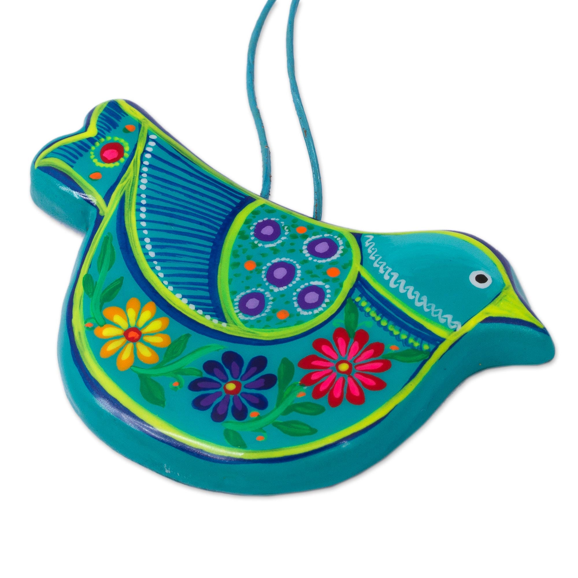 Premium Handcrafted Caribbean Blue Ceramic Dove Ornaments - Turquoise Doves 2
