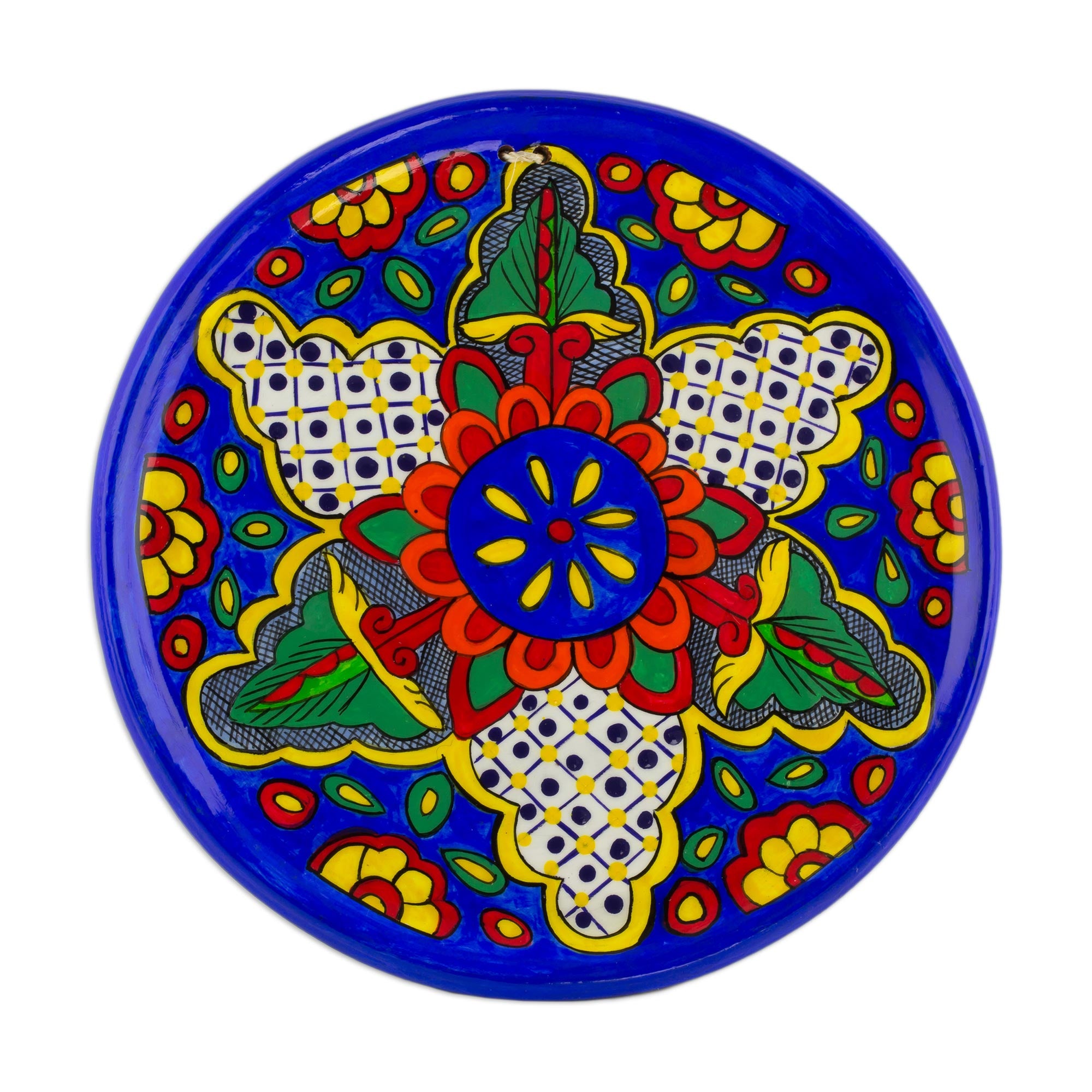Premium Hand-Painted Floral Ceramic Decorative Plate from Guatemala