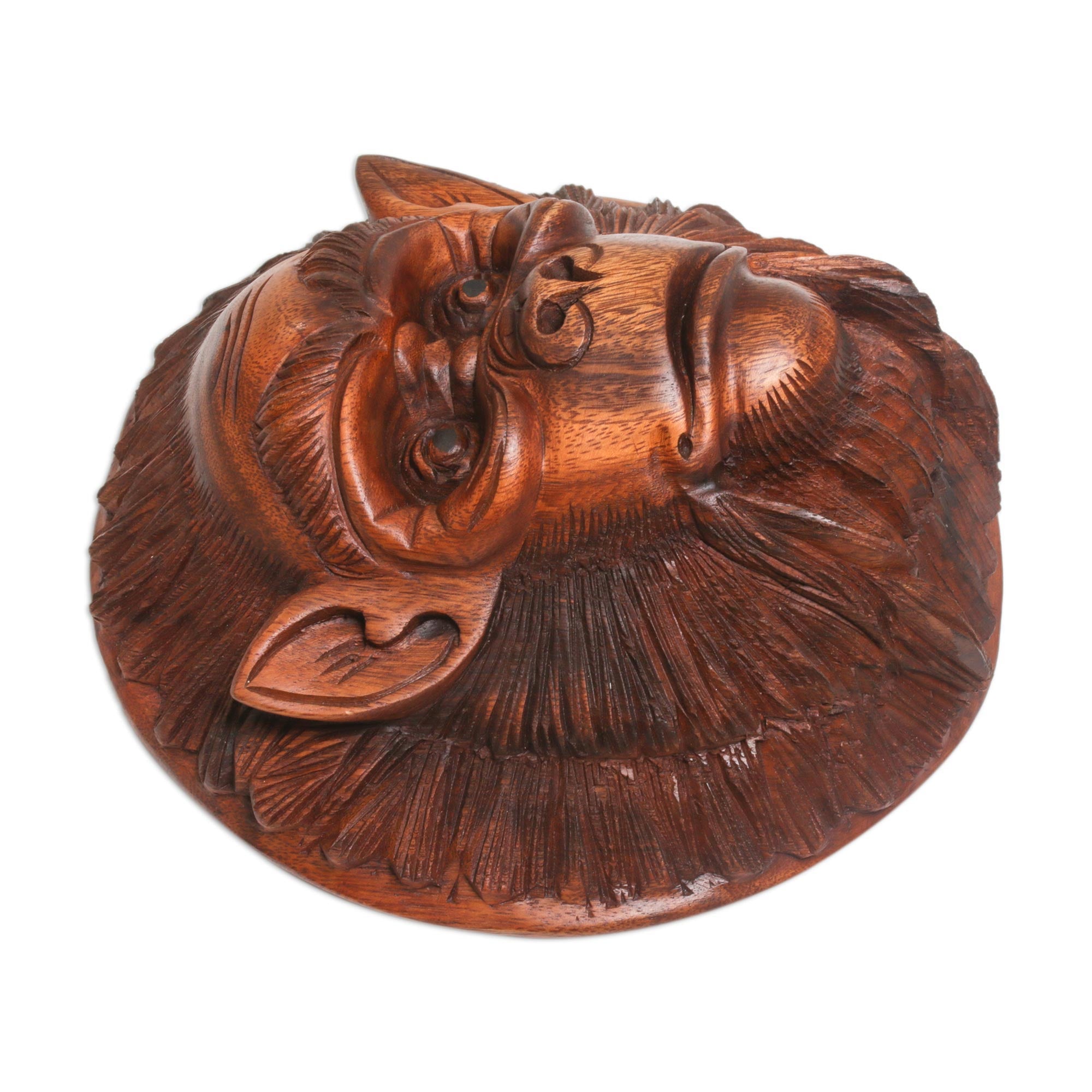 Premium Handcrafted Alpha Chimpanzee Wood Mask - Artisan Crafted in Bali