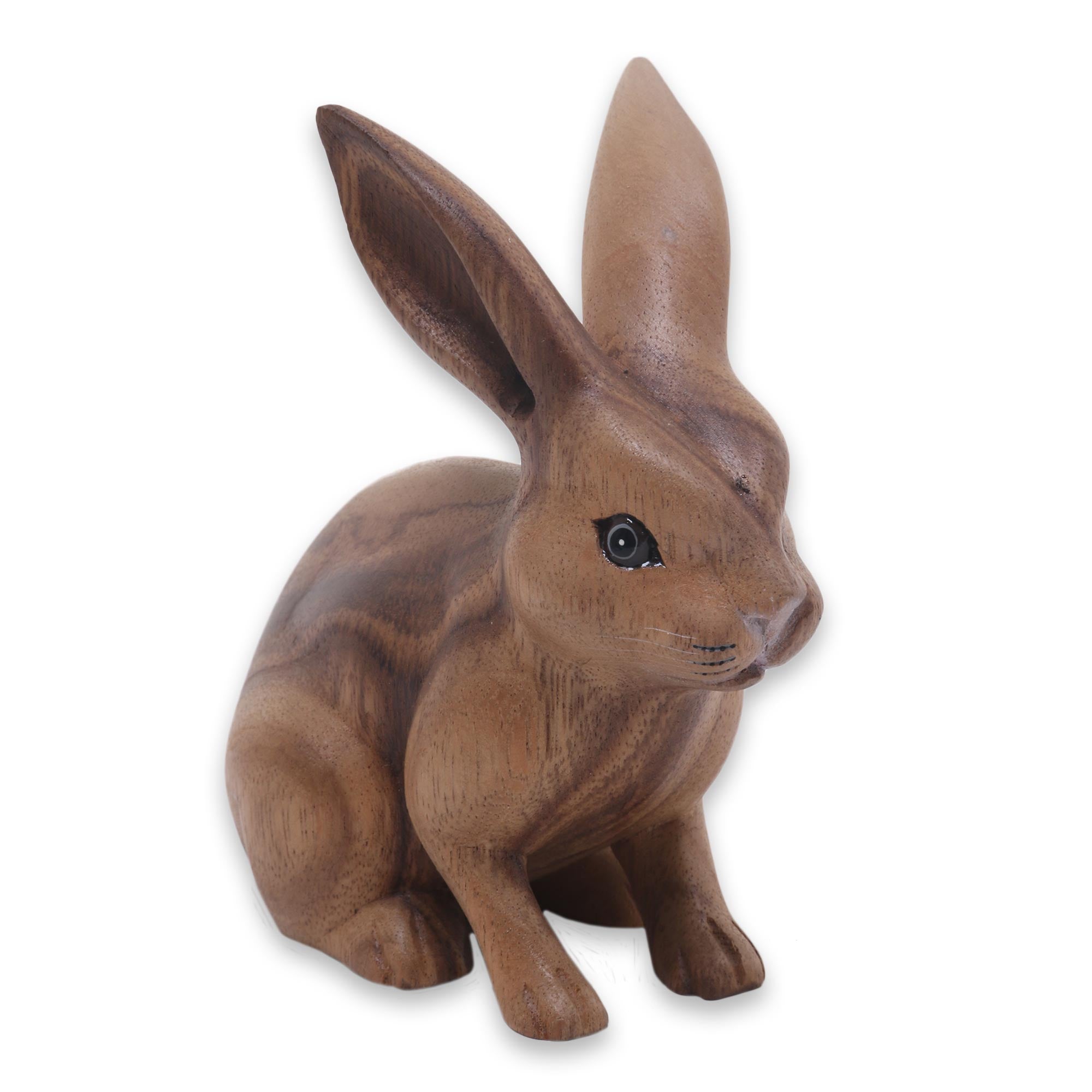 Premium Hand-Carved Ginger Rabbit Statuette – Fair Trade Artisan Craft