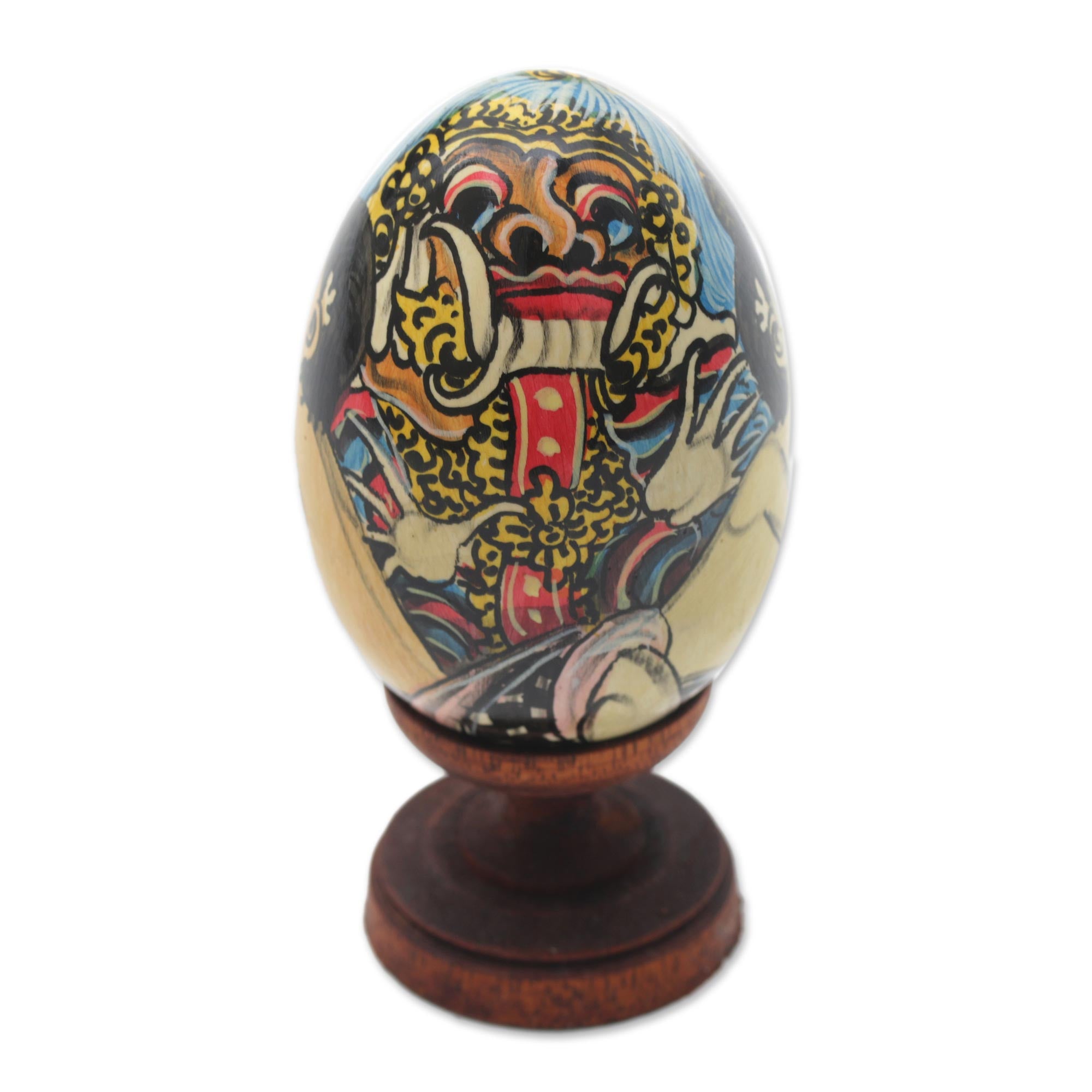Premium Calon Arang Egg-Shaped Wooden Witch Sculpture – Handcrafted Art from Bali