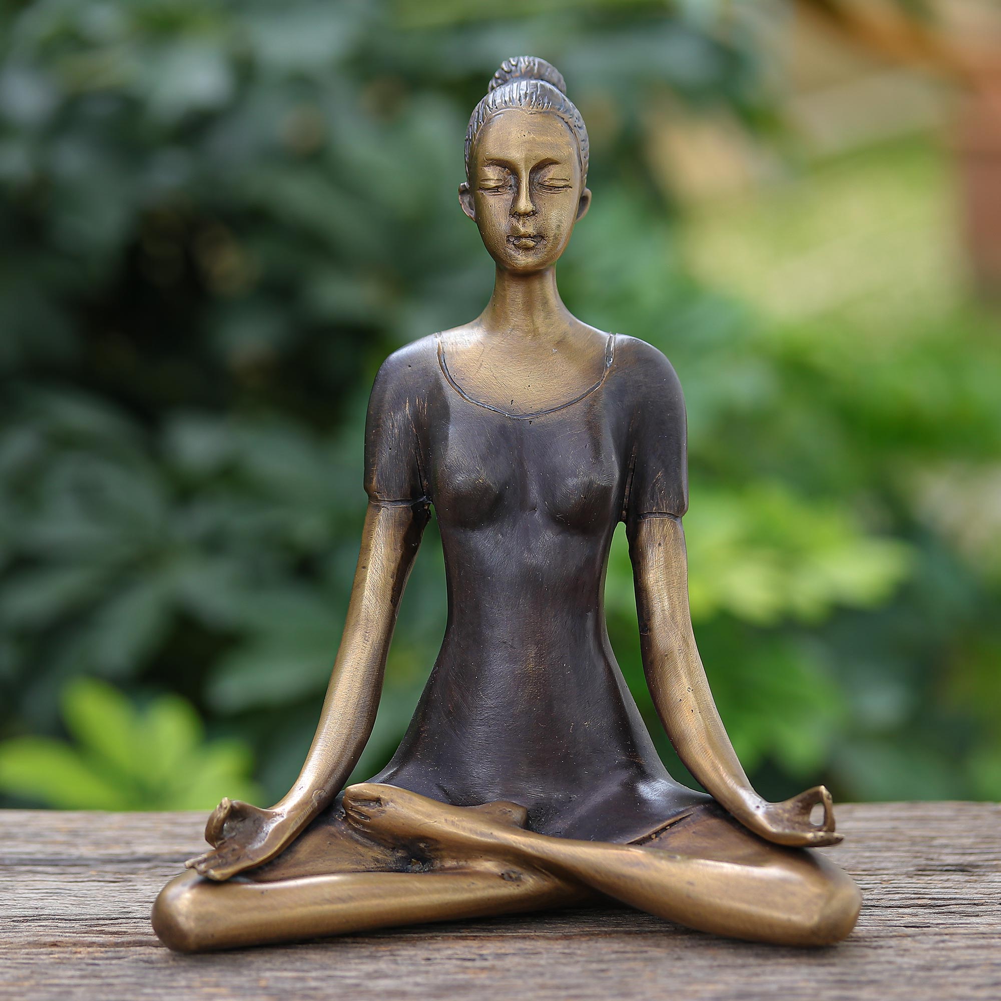 Premium Antiqued Brass Half Lotus Yoga Sculpture – Ultimate Spiritual Decor