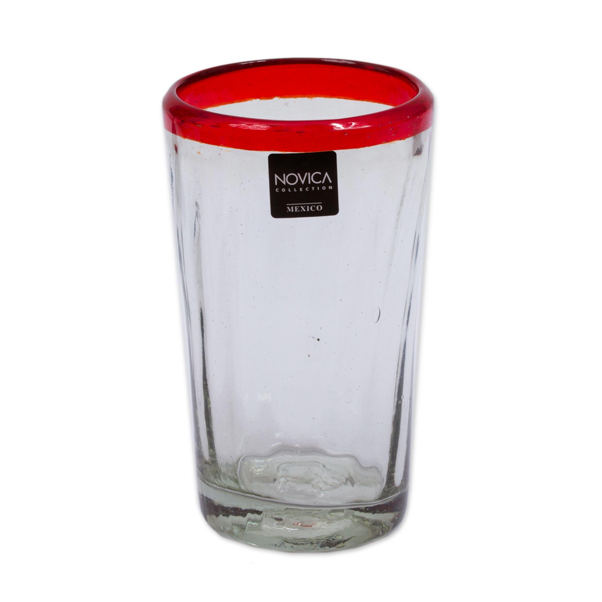 Premium Ruby Groove Collection - Set of 6 Handblown Mexican Recycled Glasses