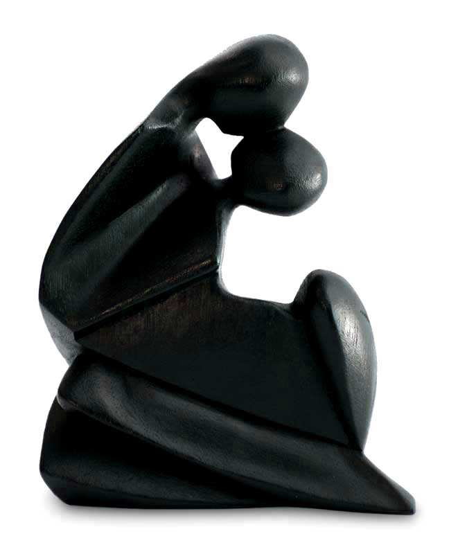 Premium First Kiss Handmade Suar Wood Sculpture - Romantic Art Piece