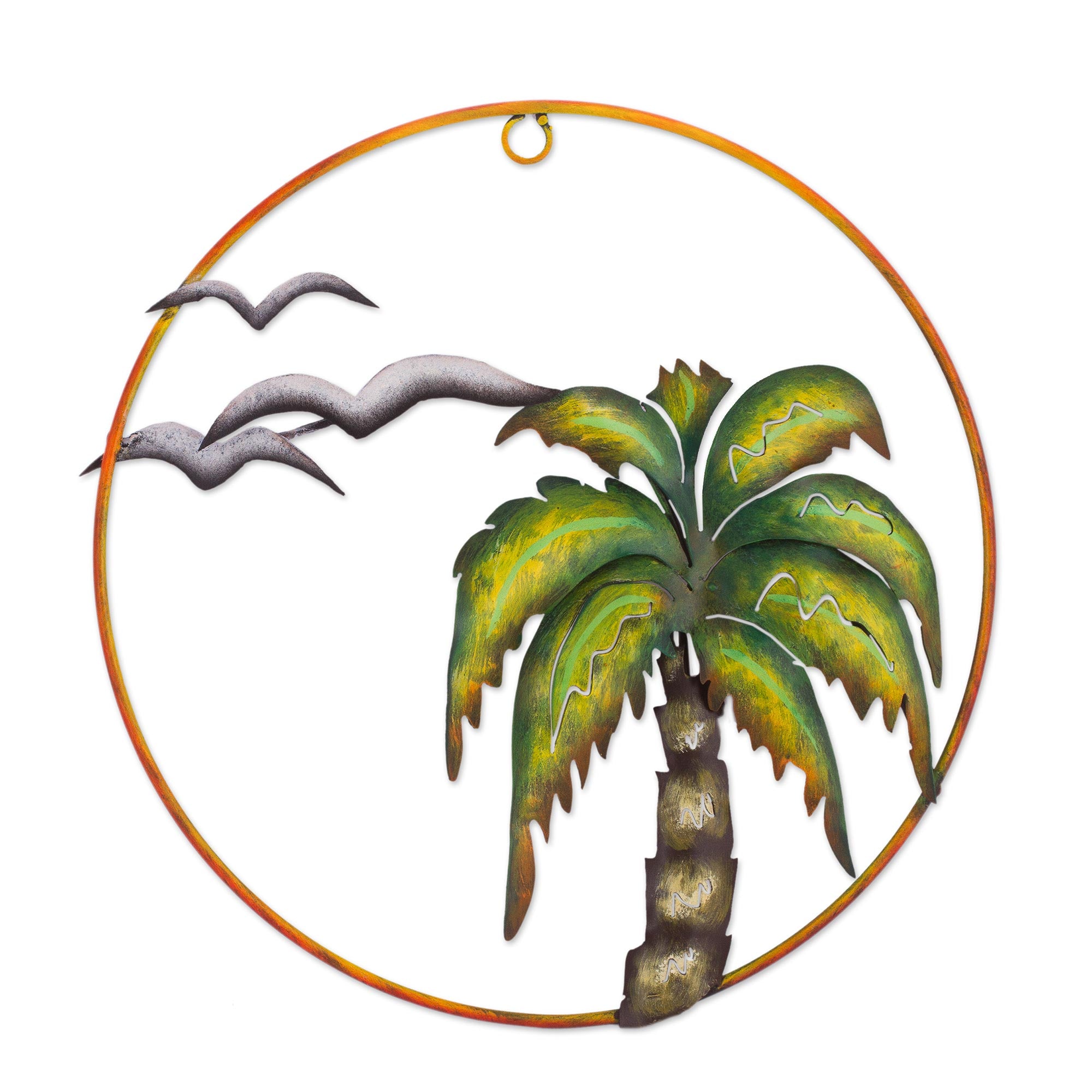 Premium Handcrafted Tropical Iron Wall Art – Evening at the Beach
