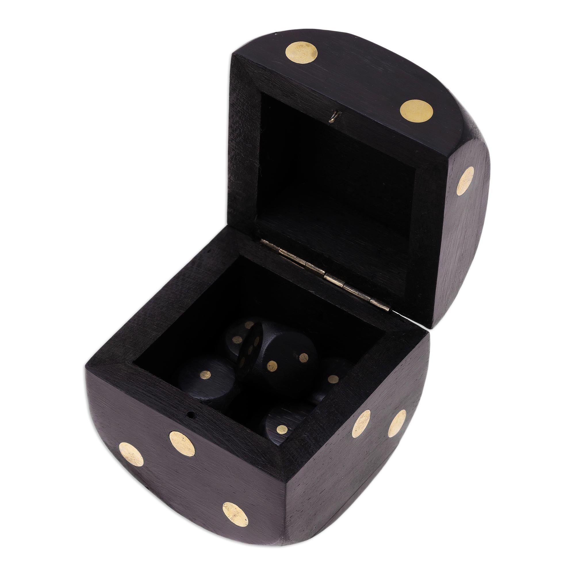 Premium Mango Wood Dice Set with Brass Accents - Elegant Decorative Box