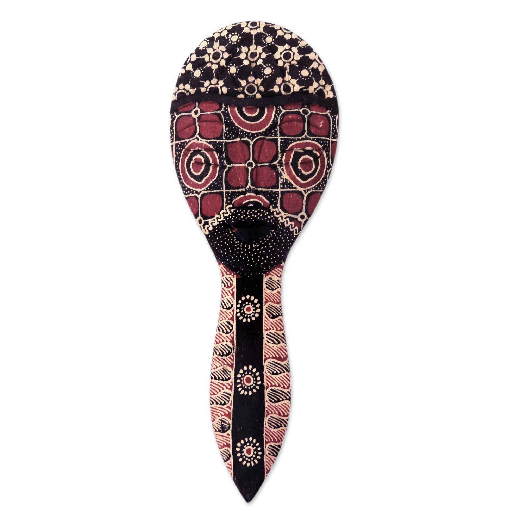 Premium Handcrafted Panji Dark Brown Wall Mirror with Batik Art