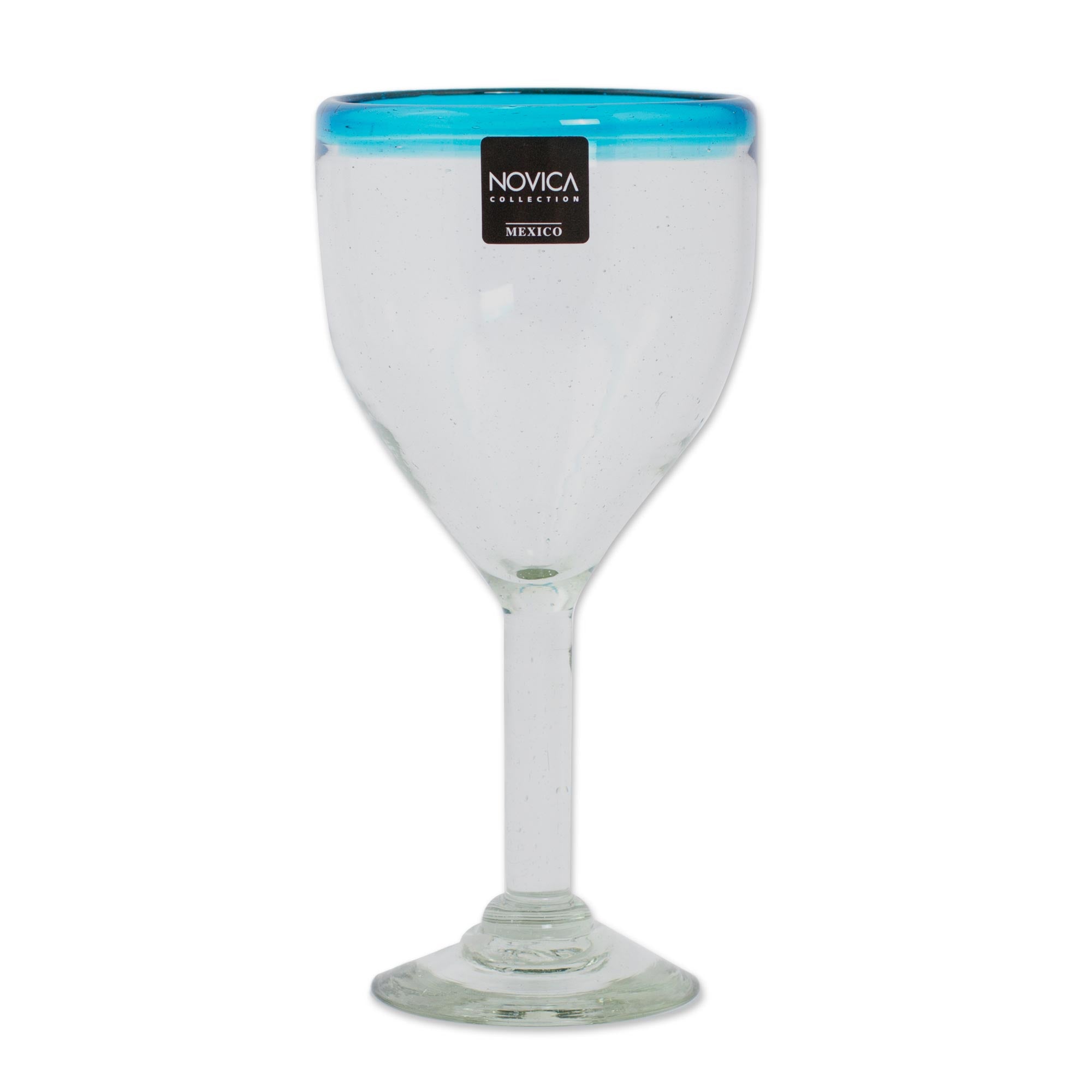 Premium Aquamarine Kiss Hand Blown Wine Glasses - Eco-Friendly Set of 6