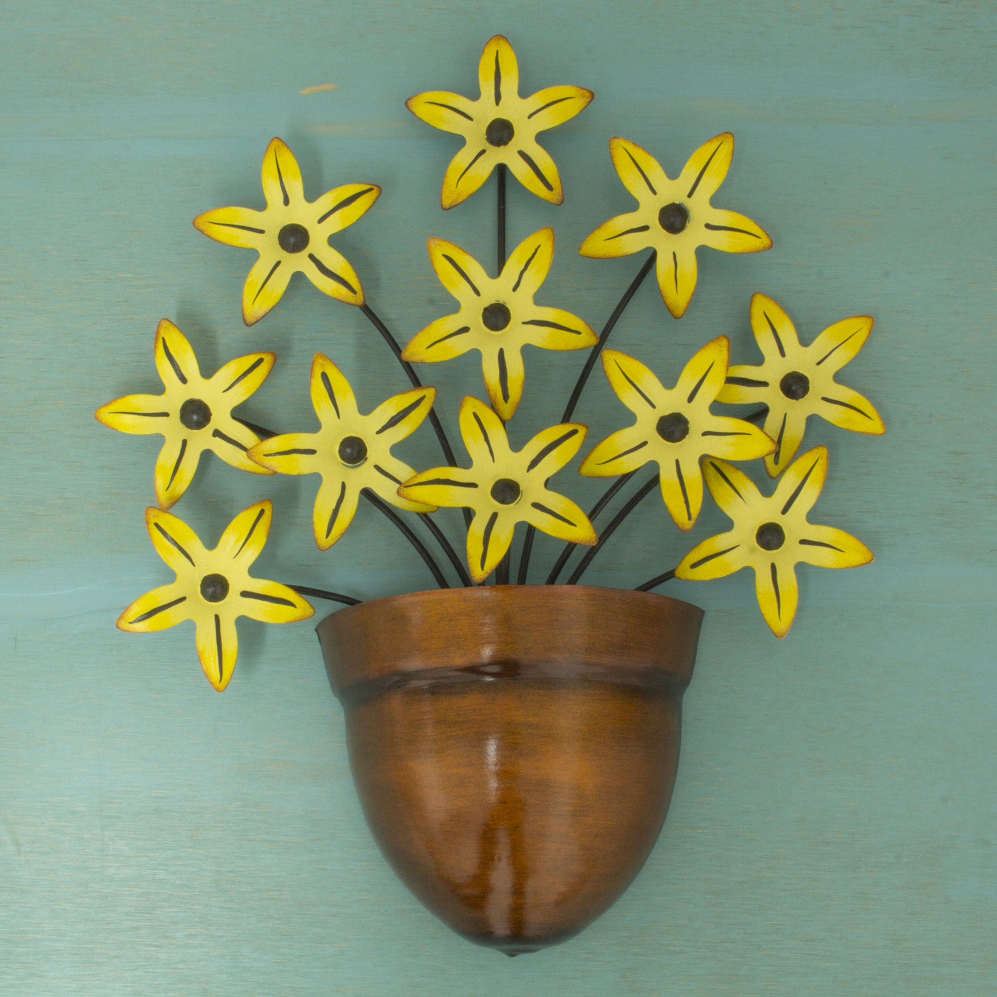 Premium Handcrafted Black-Eyed Susan Yellow Iron Wall Art