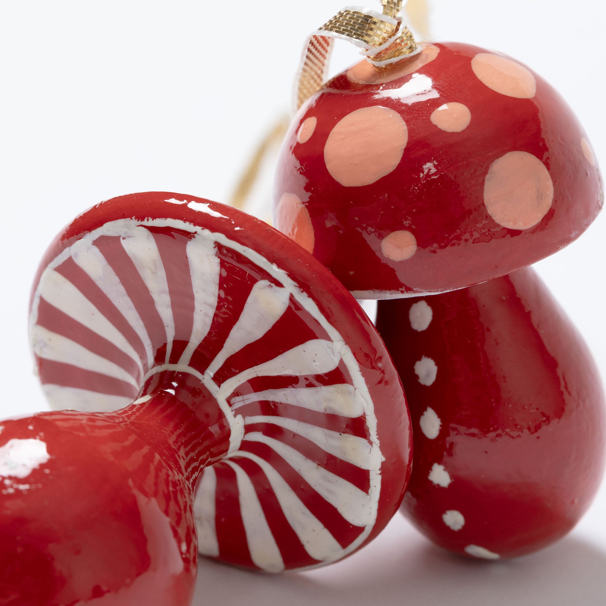 Premium Hand-Painted Mushroom Ornaments - Whimsical Christmas Set of 2