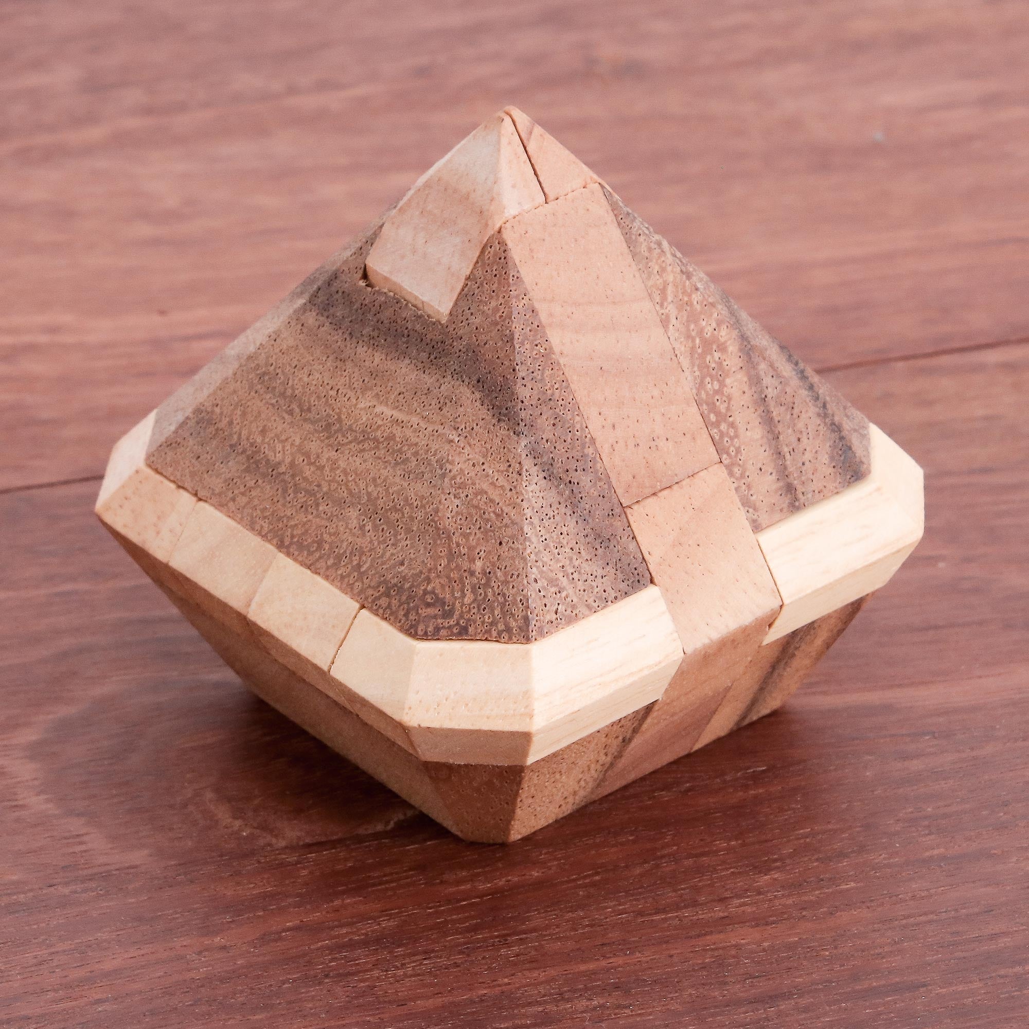 Premium Diamond-Shaped Raintree Wood Puzzle - Handcrafted in Thailand