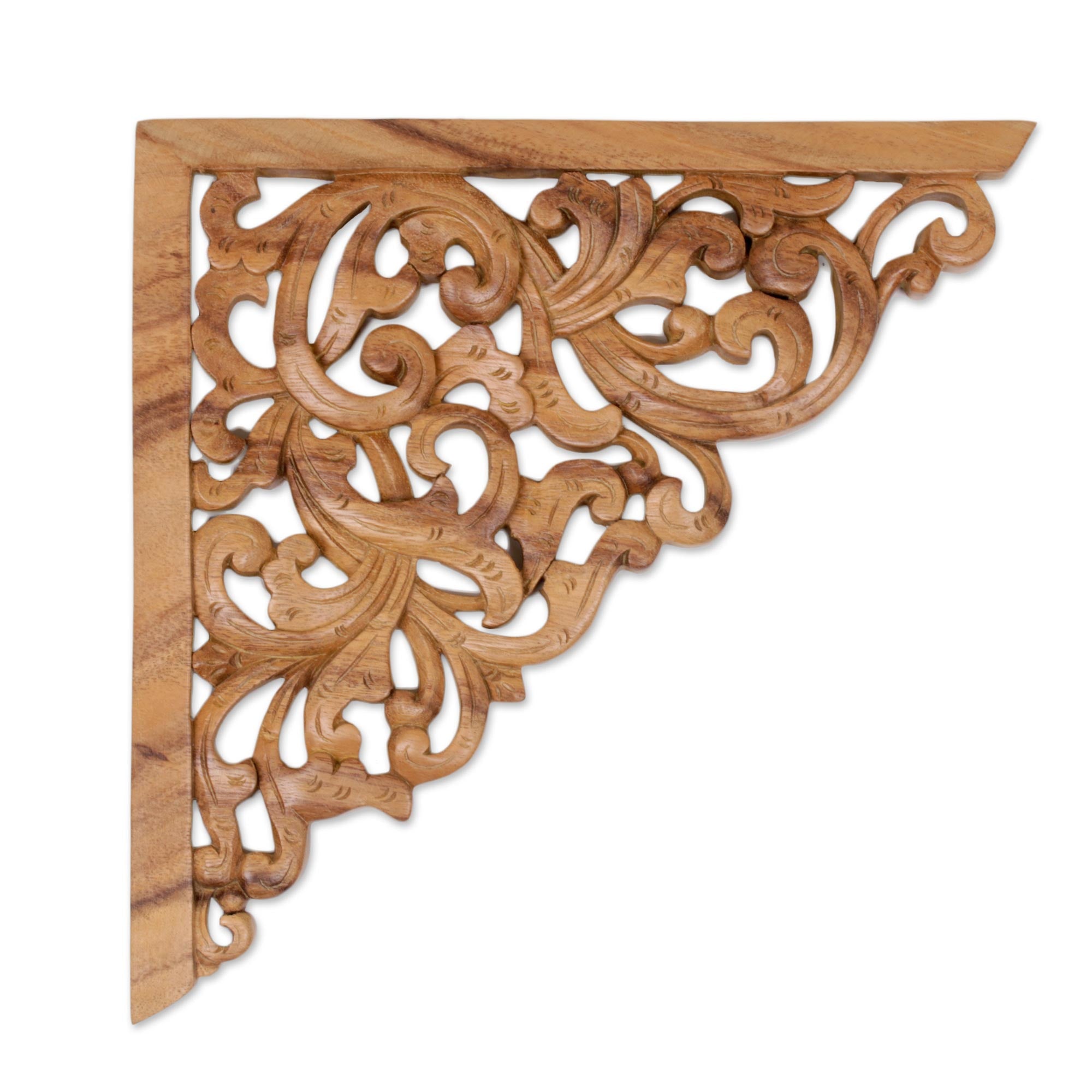 Premium Forest Corner Suar Wood Relief Panel - Handcrafted Bali Art