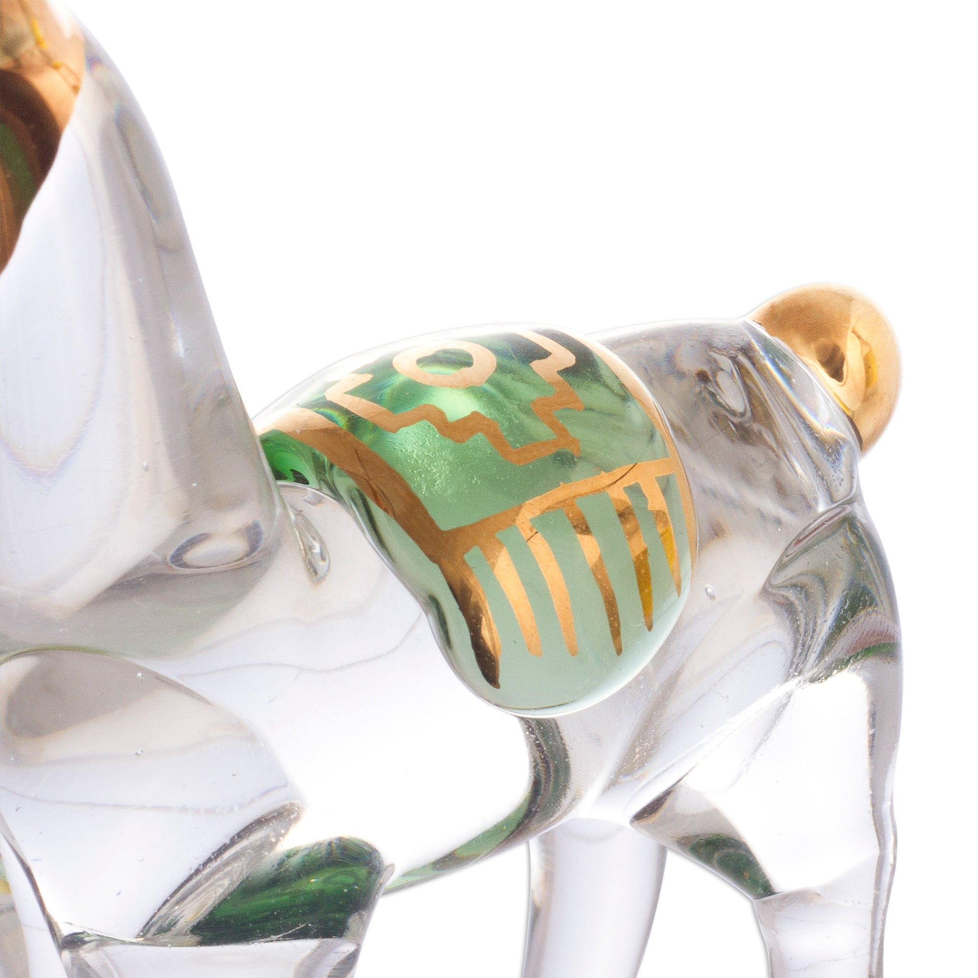 Premium Llama Family Set: Handcrafted Gilded Glass Figurines from Peru (Set of 4)