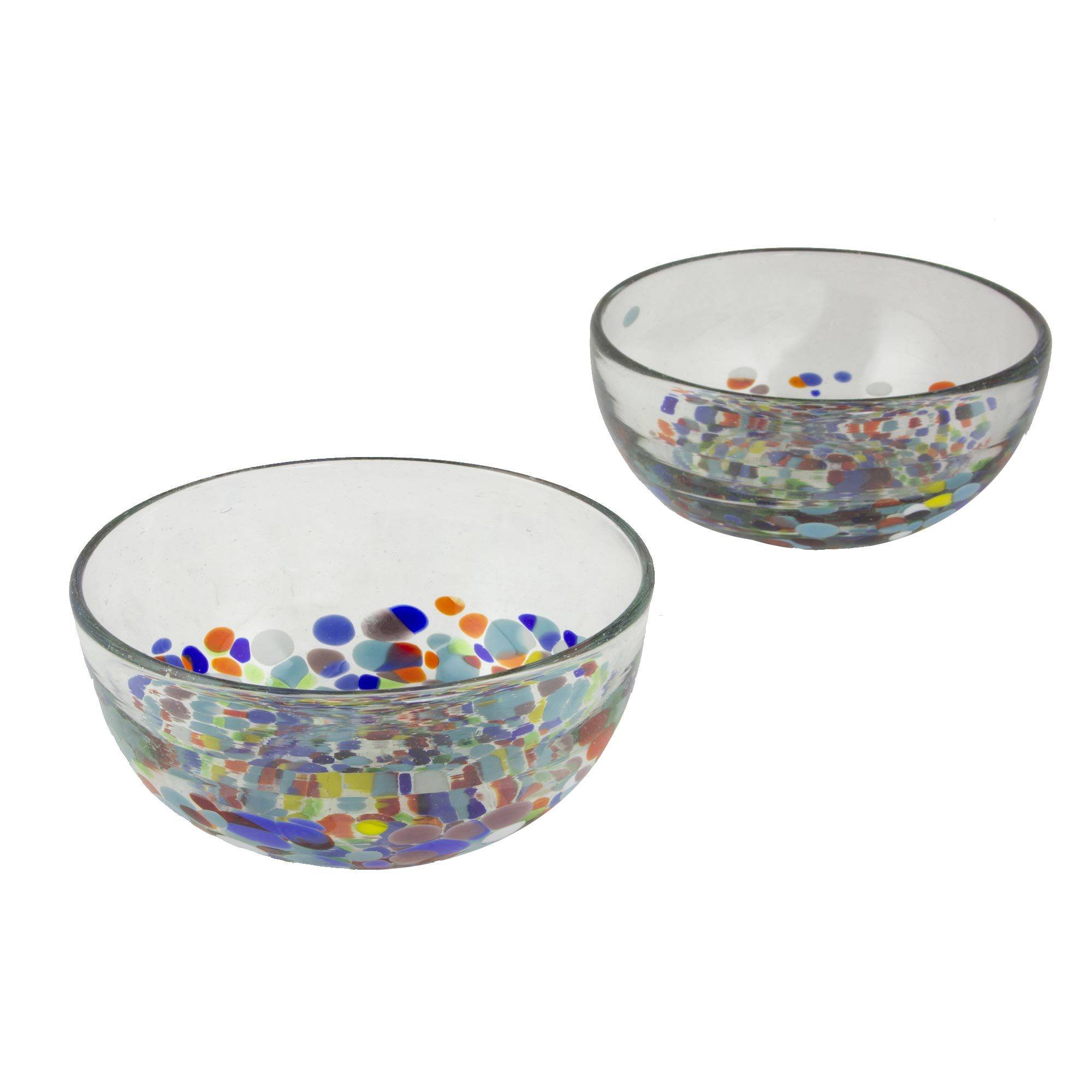 Premium Handcrafted Multicolor Glass Bowls - Set of 2