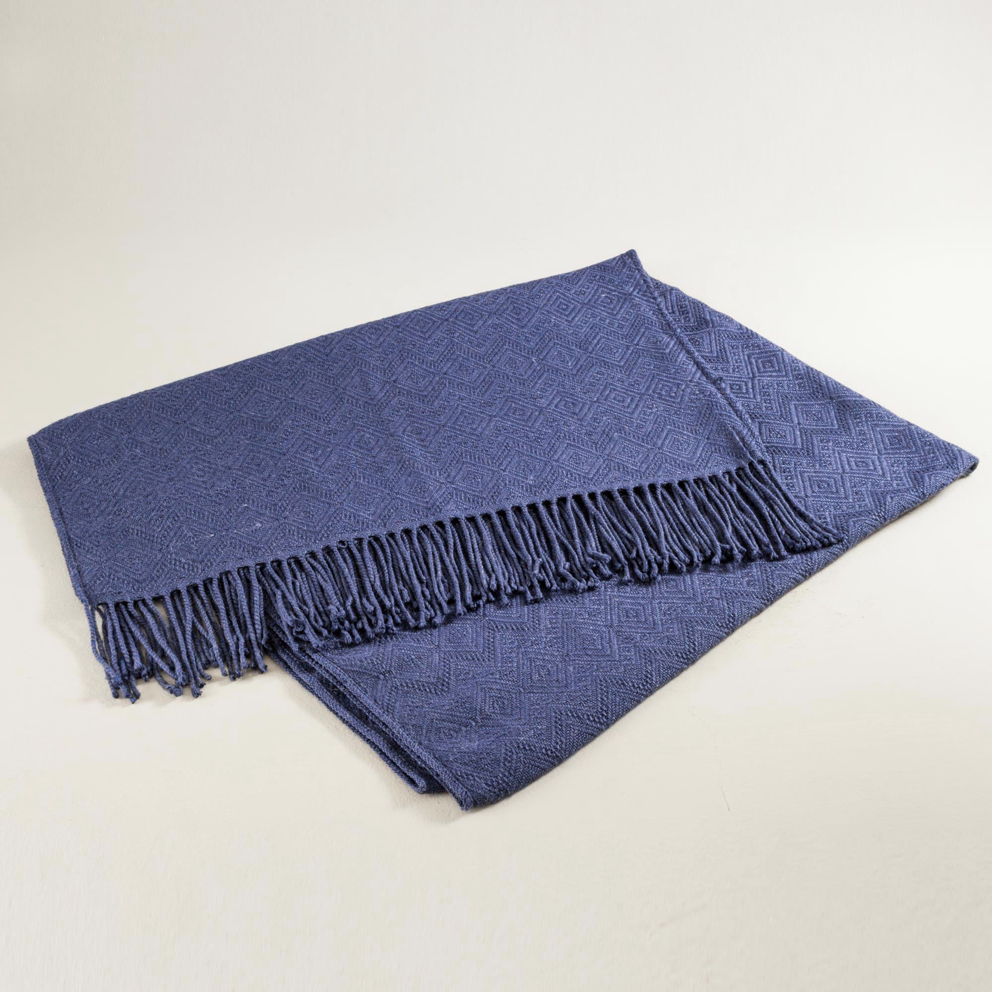 Premium Puno Traditions Alpaca Blend Throw Blanket - Denim Blue