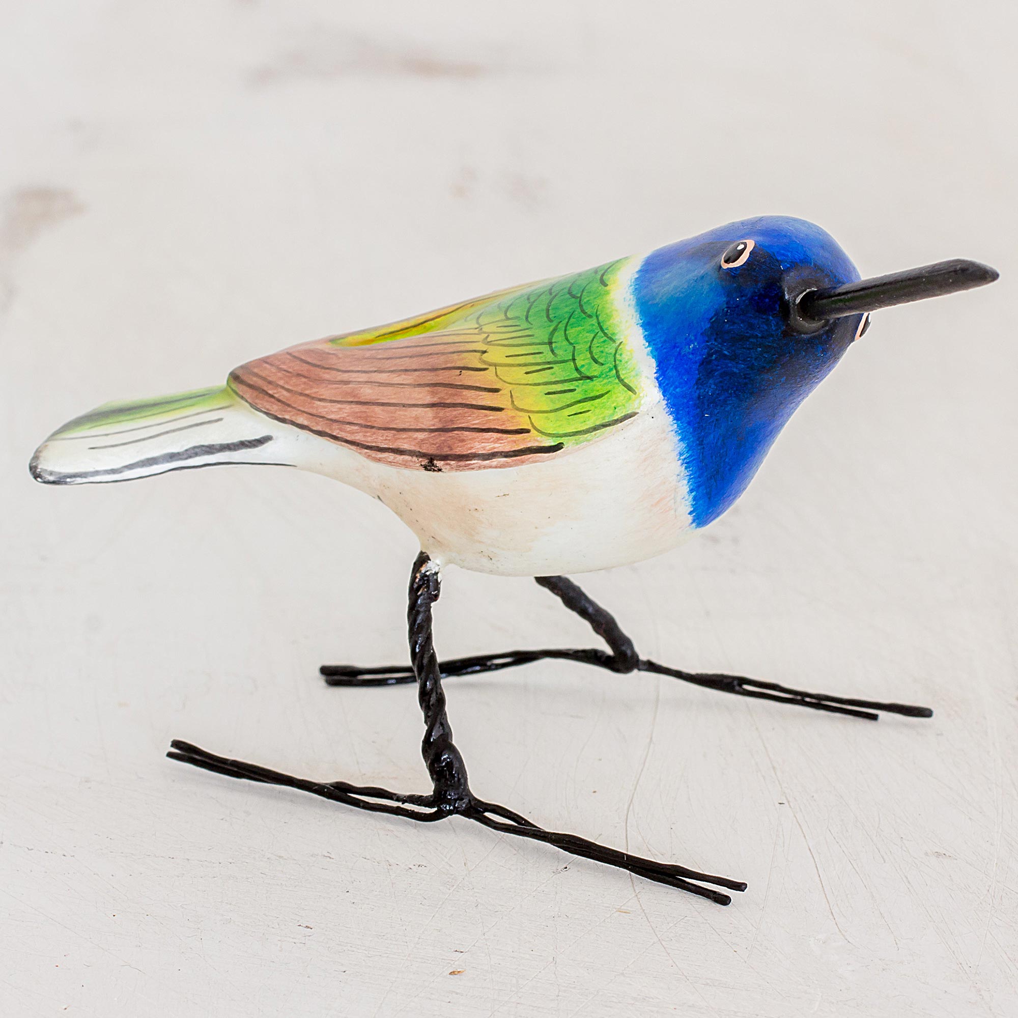 Premium Handmade Jacobin Hummingbird Figurine - Artisan Crafted Ceramic Bird Sculpture