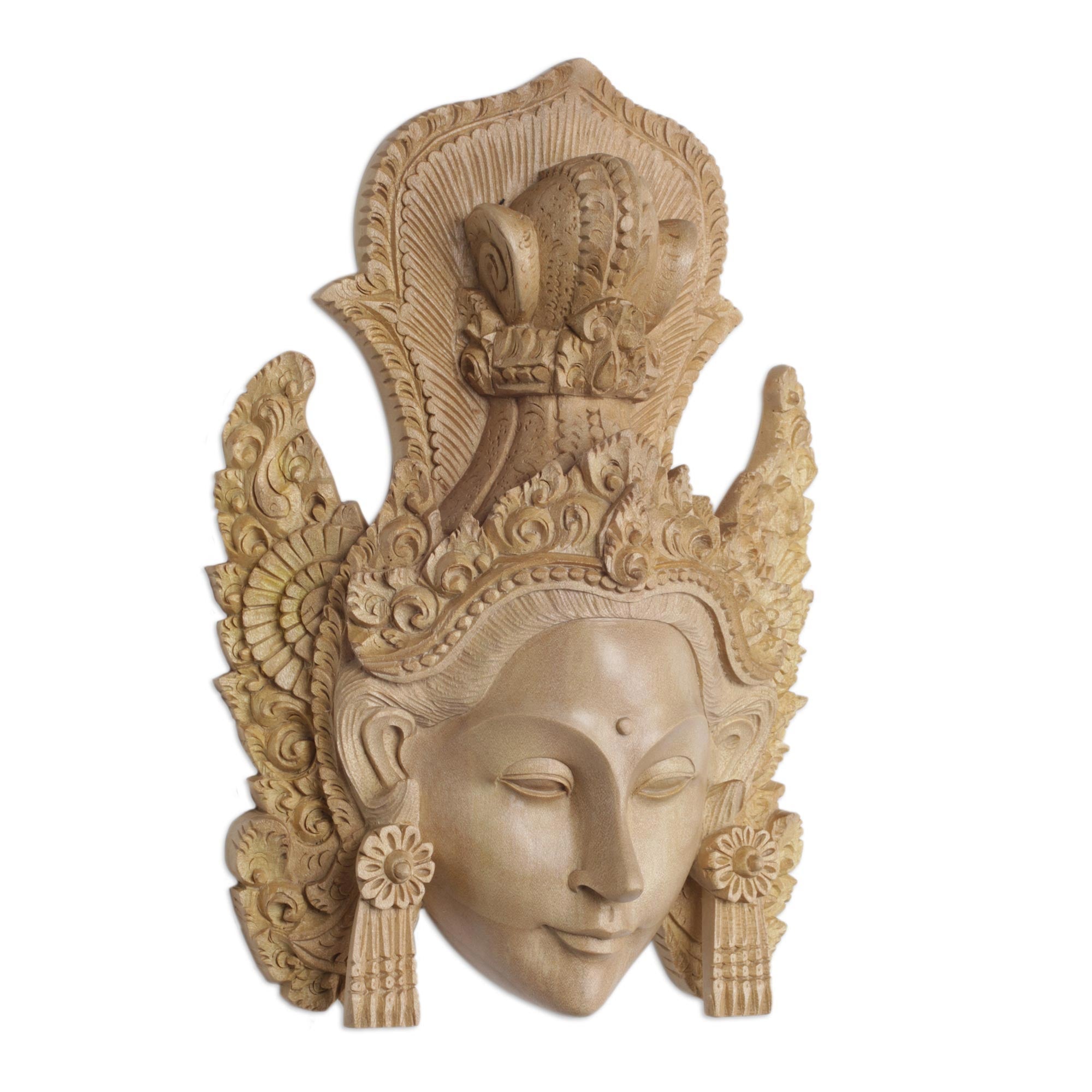 Premium Hand-Carved Princess Sita Wooden Mask – Authentic Balinese Artisan Craft
