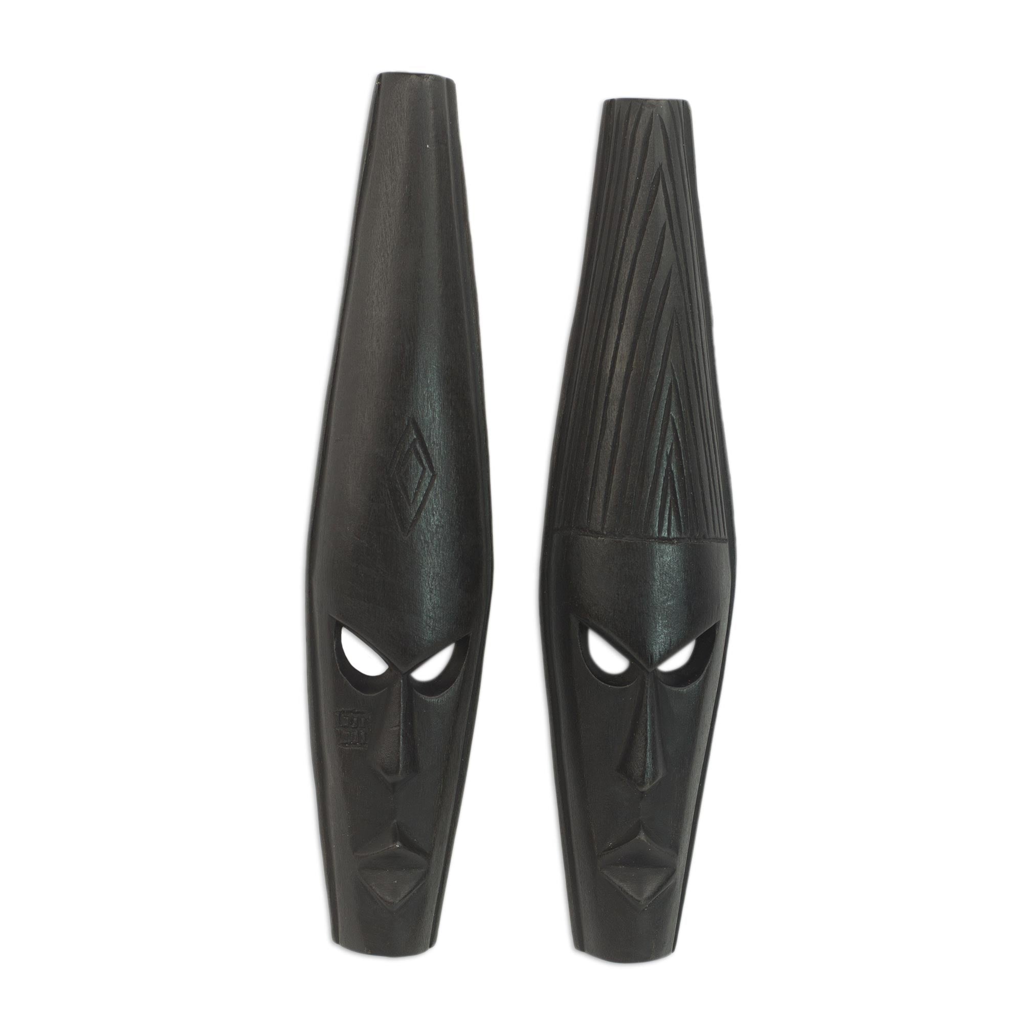 Premium Ashanti Royal Spirit Masks - Handcrafted Pair