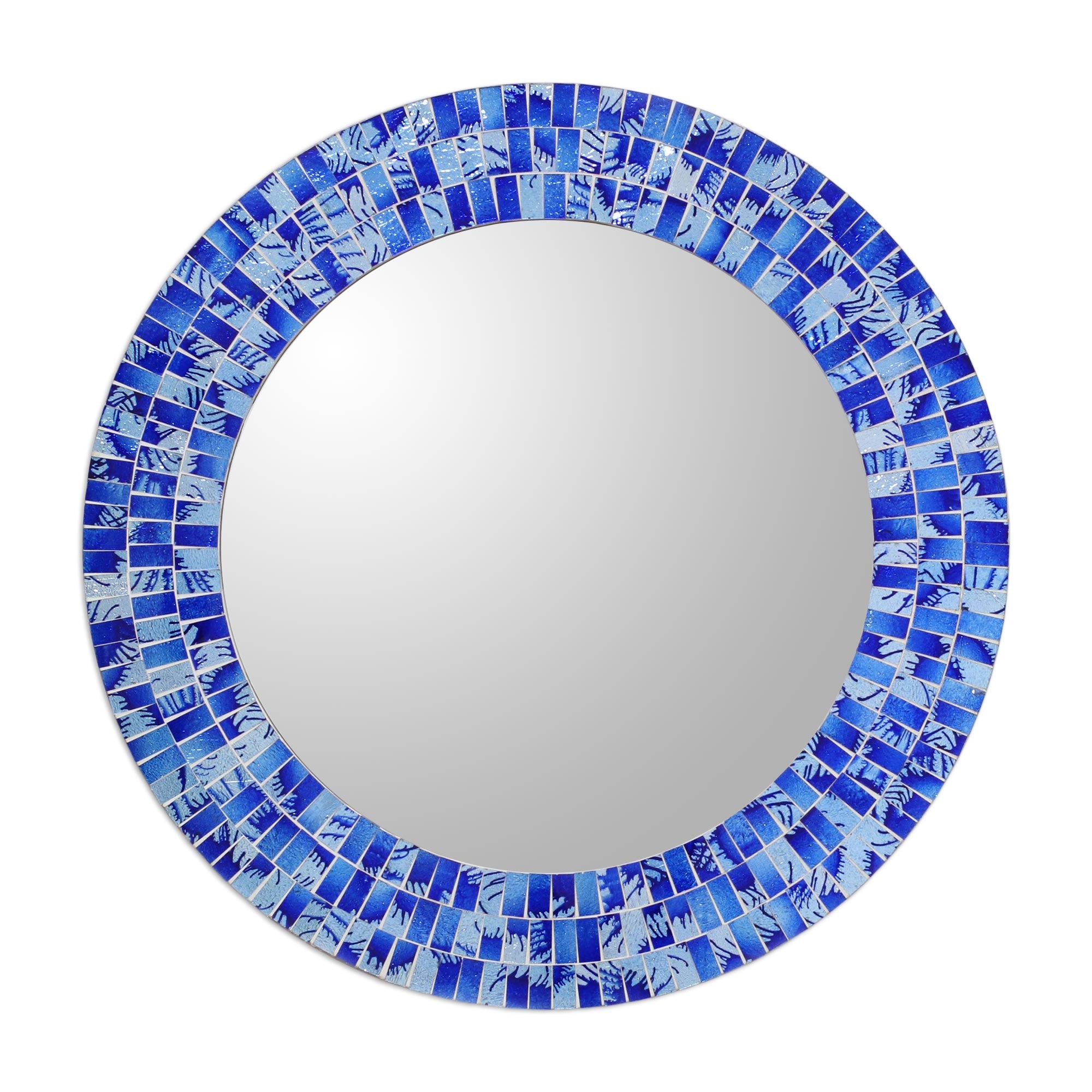 Premium Tropical Fusion Handcrafted Glass Tile Round Wall Mirror - Ultimate Boho Decor