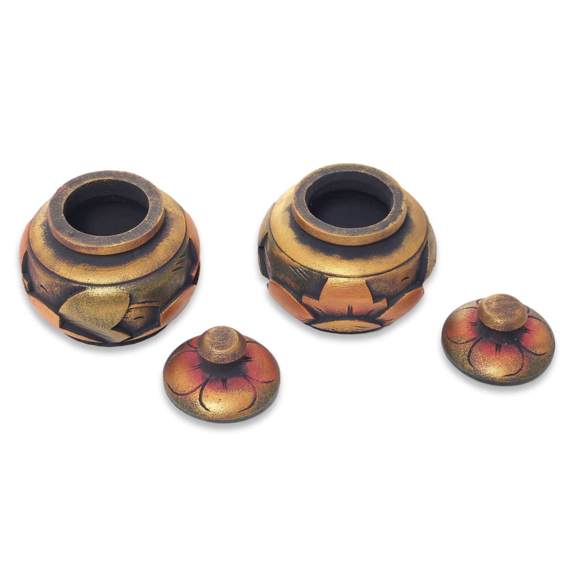 Premium Guwang Treasure Handcrafted Round Wooden Boxes (Set of 2)
