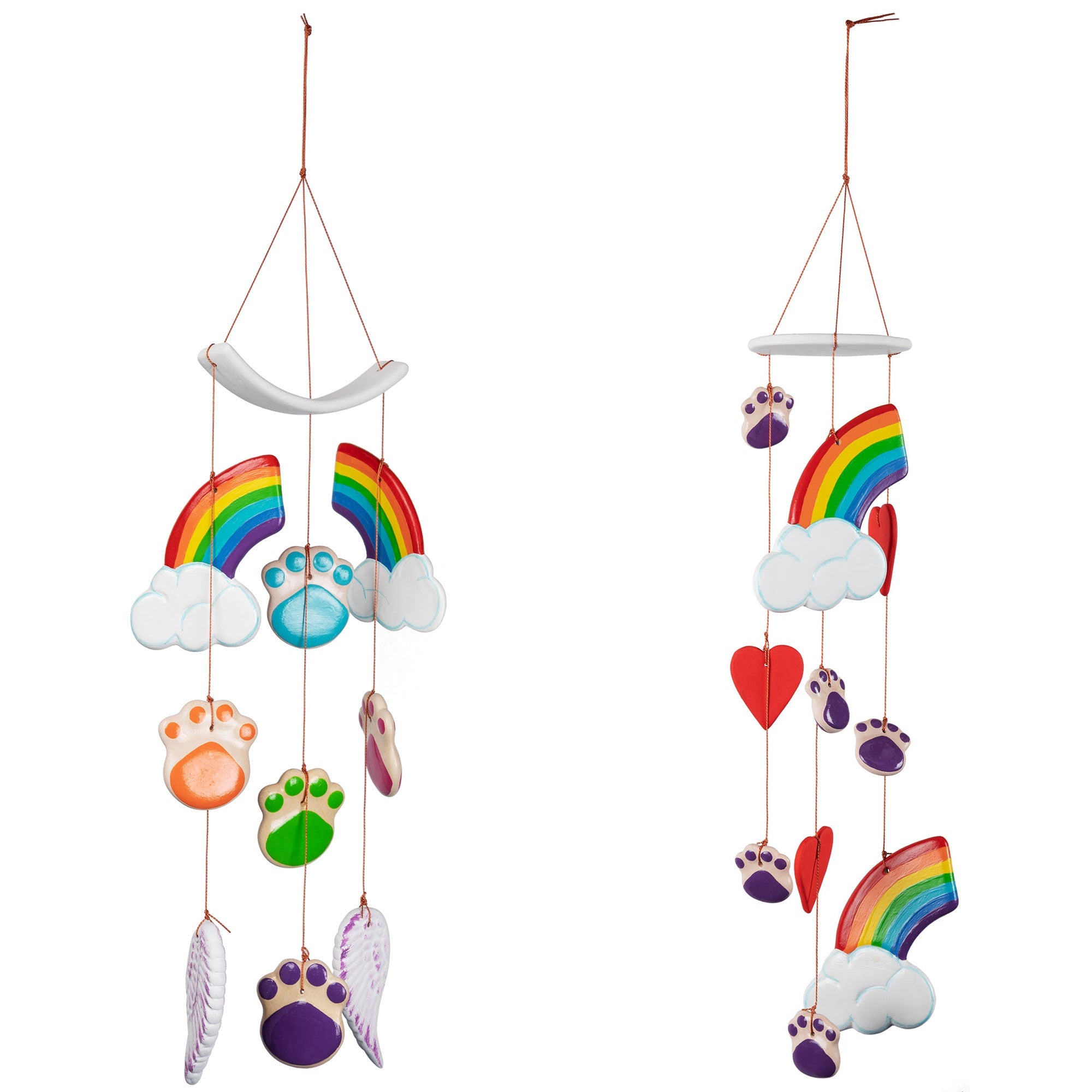Premium Rainbow Bridge Memorial Wind Chime with Paw Print Design