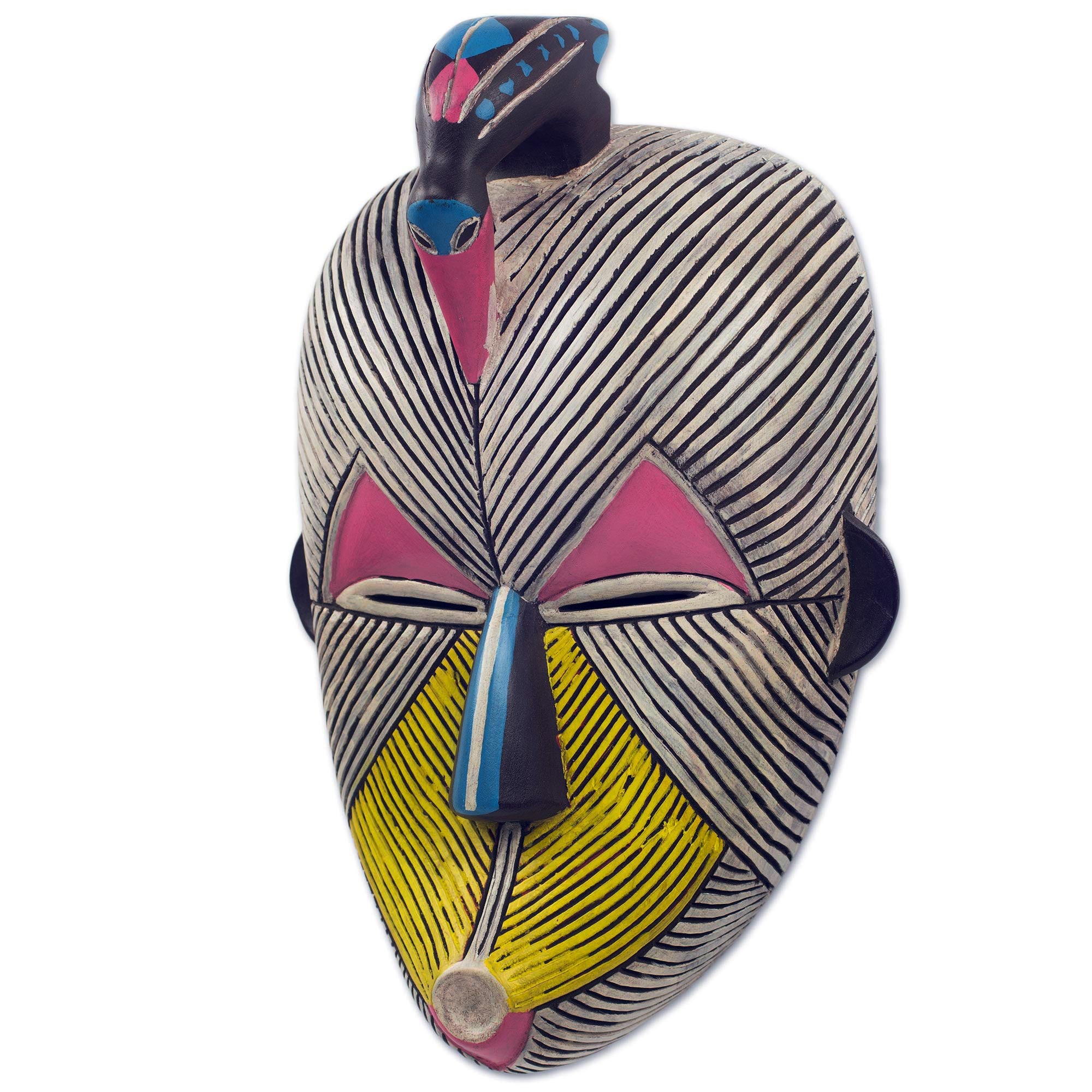 Premium Songye Kwifibe African Protection Spirit Wall Mask - Handcrafted Wood Art