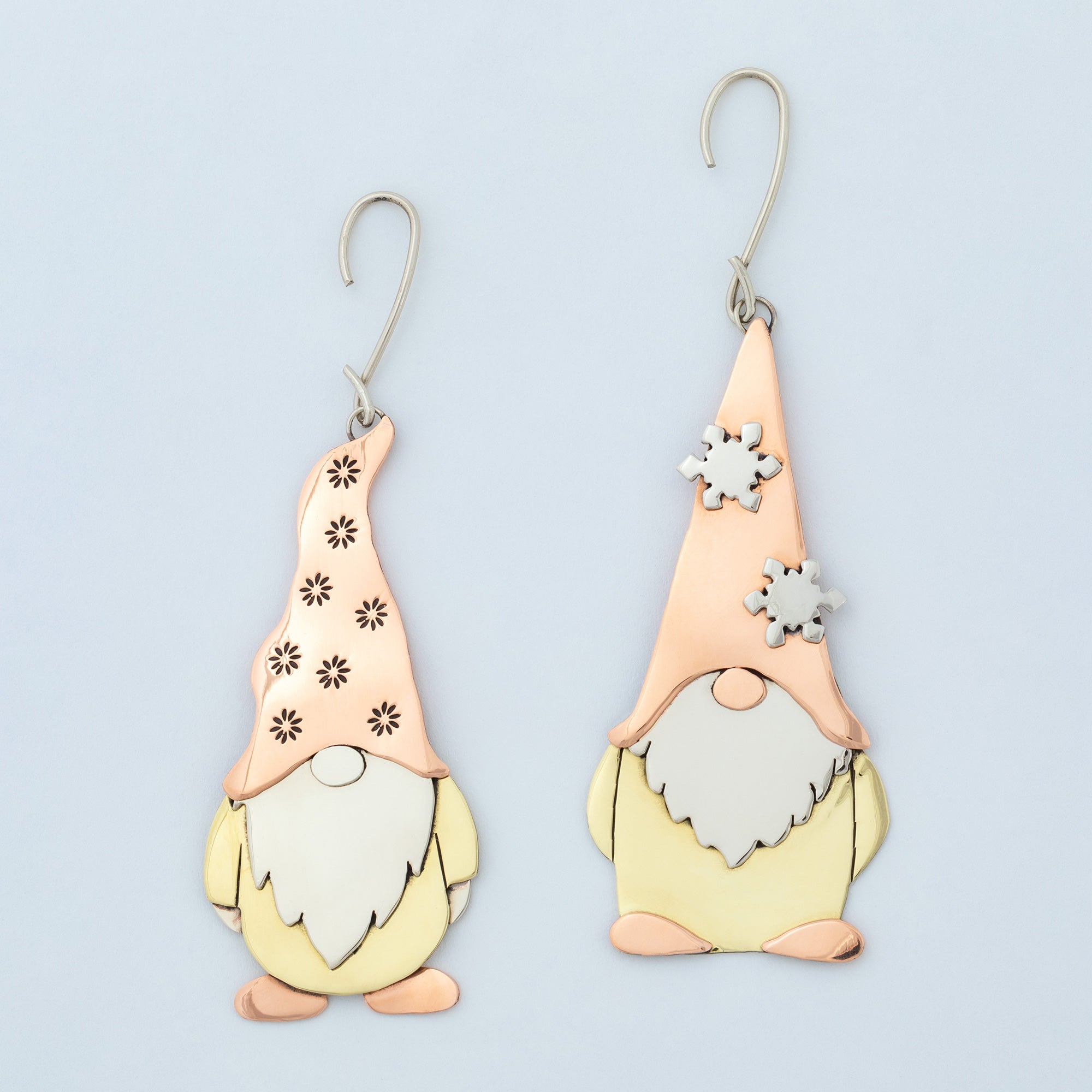 Premium Handcrafted Gnome Ornament - Mixed Metal Design