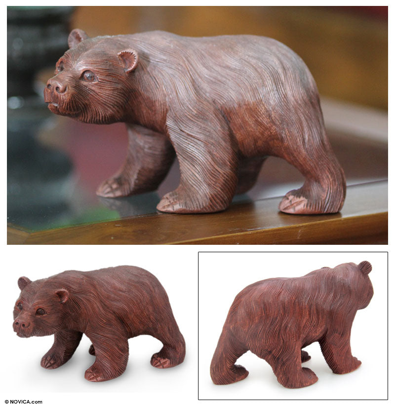Premium Handcrafted Curious Brown Bear Sculpture - Ultimate Forest Explorer