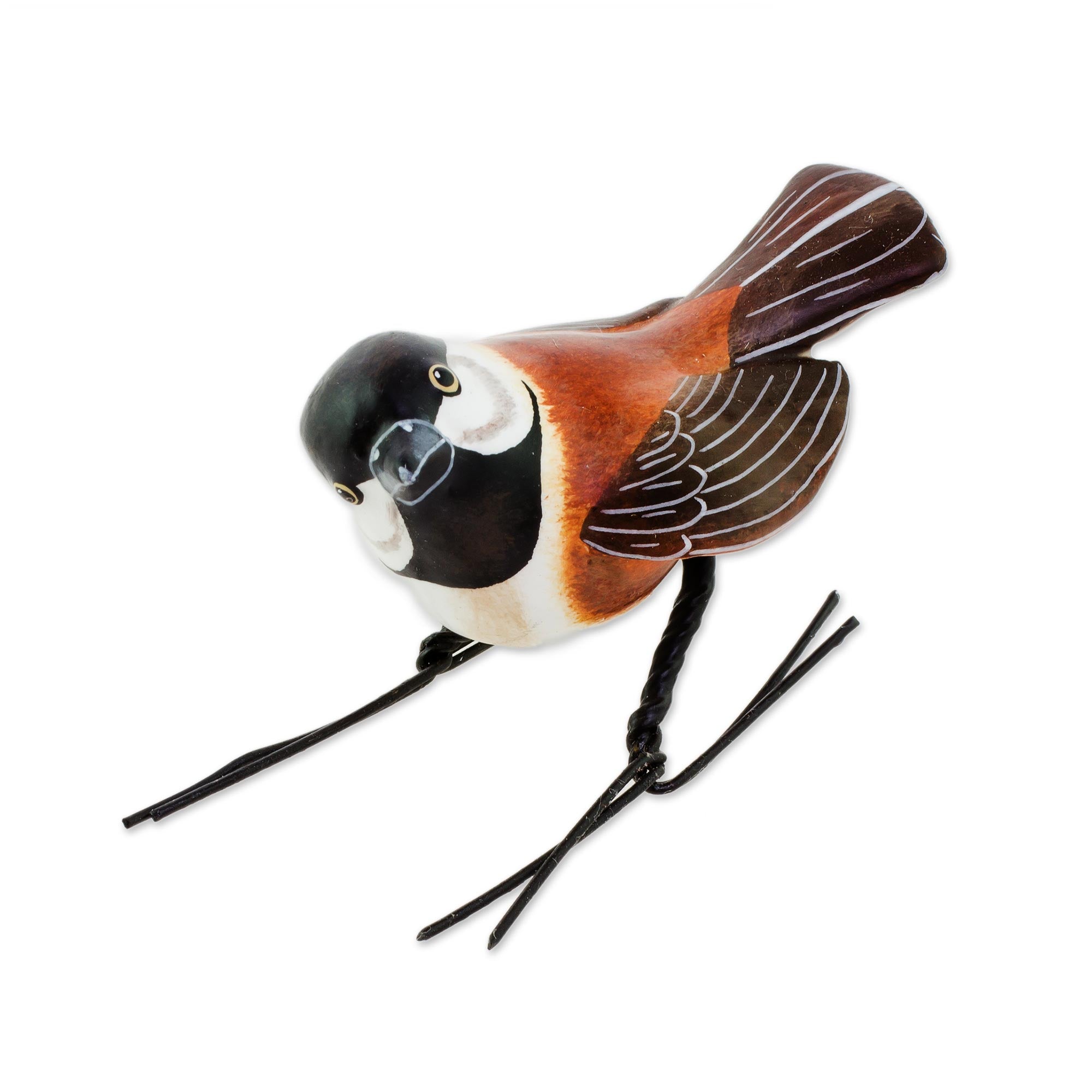 Premium Handcrafted Chestnut-Backed Chickadee Ceramic Bird Figurine