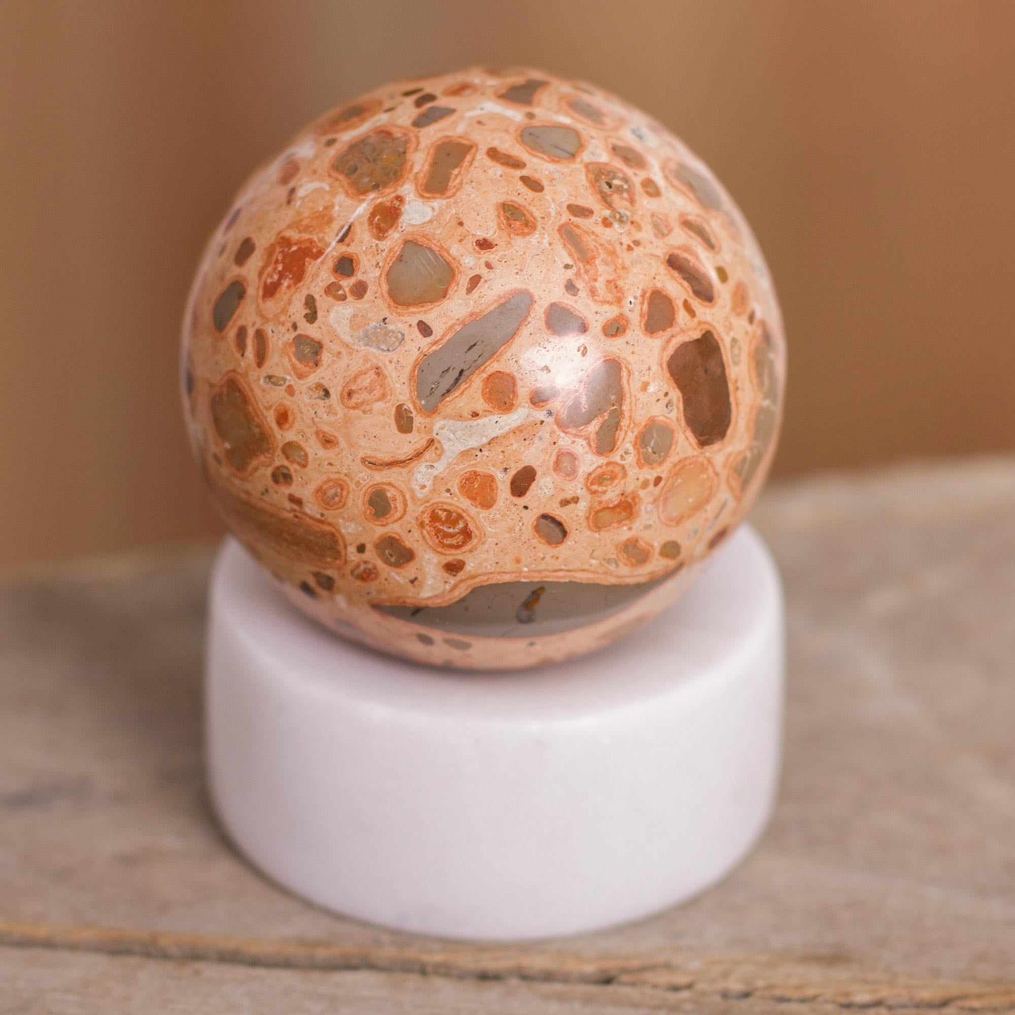 Premium Leopardite Planet Gemstone Figurine – Handcrafted Modern Art Piece