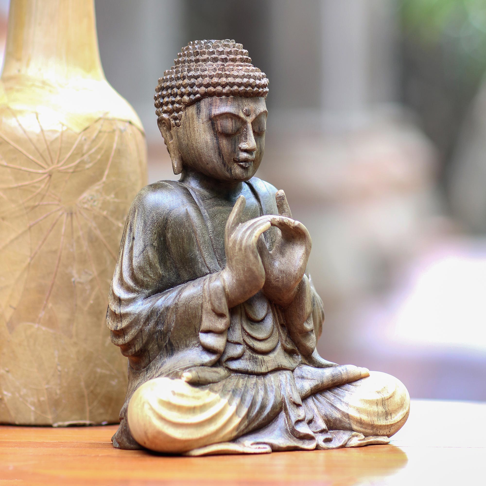 Premium Hand Carved Buddha Sculpture - Ultimate Enlightenment in Hibiscus Wood