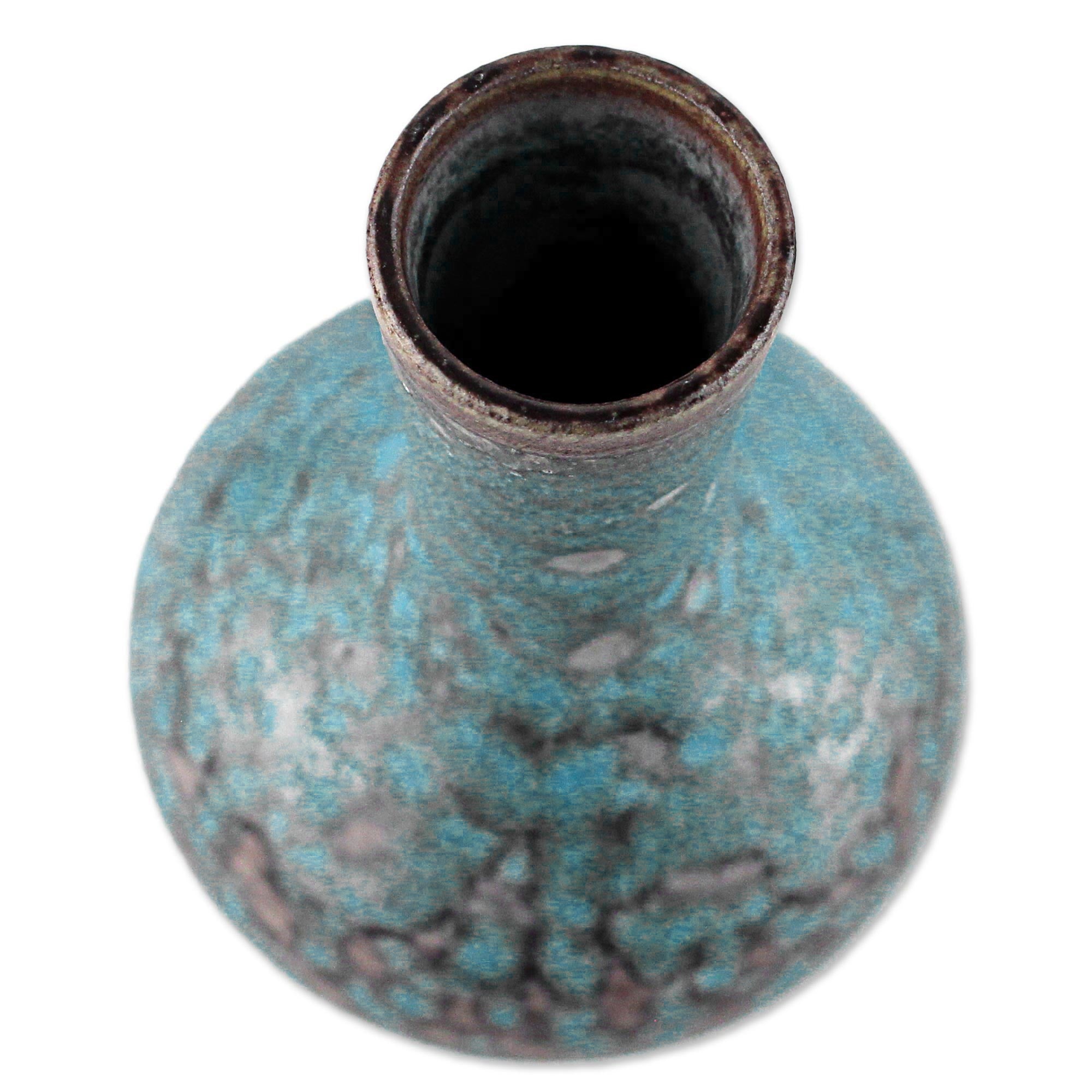 Premium Handcrafted Turquoise Celadon Bud Vase - Thai Artisan Design