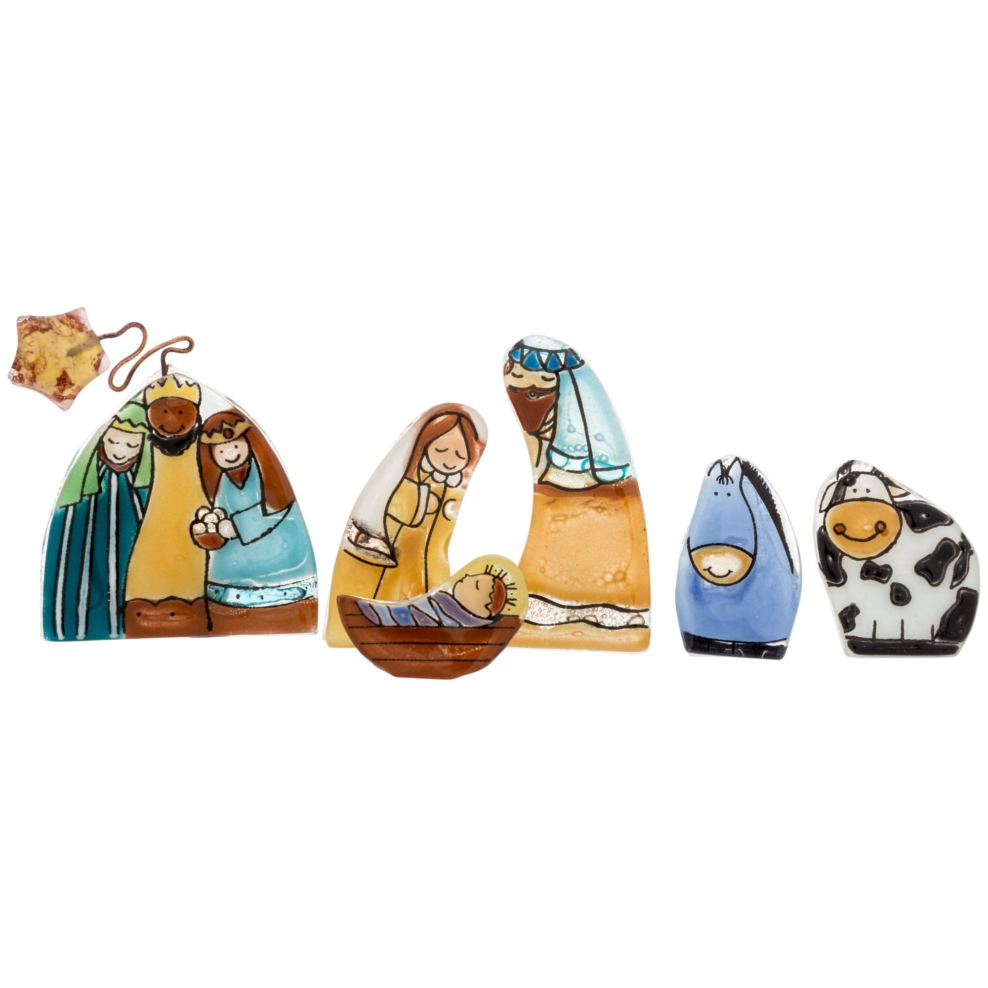 Premium Recycled Glass Nativity Set - Handmade in Ecuador