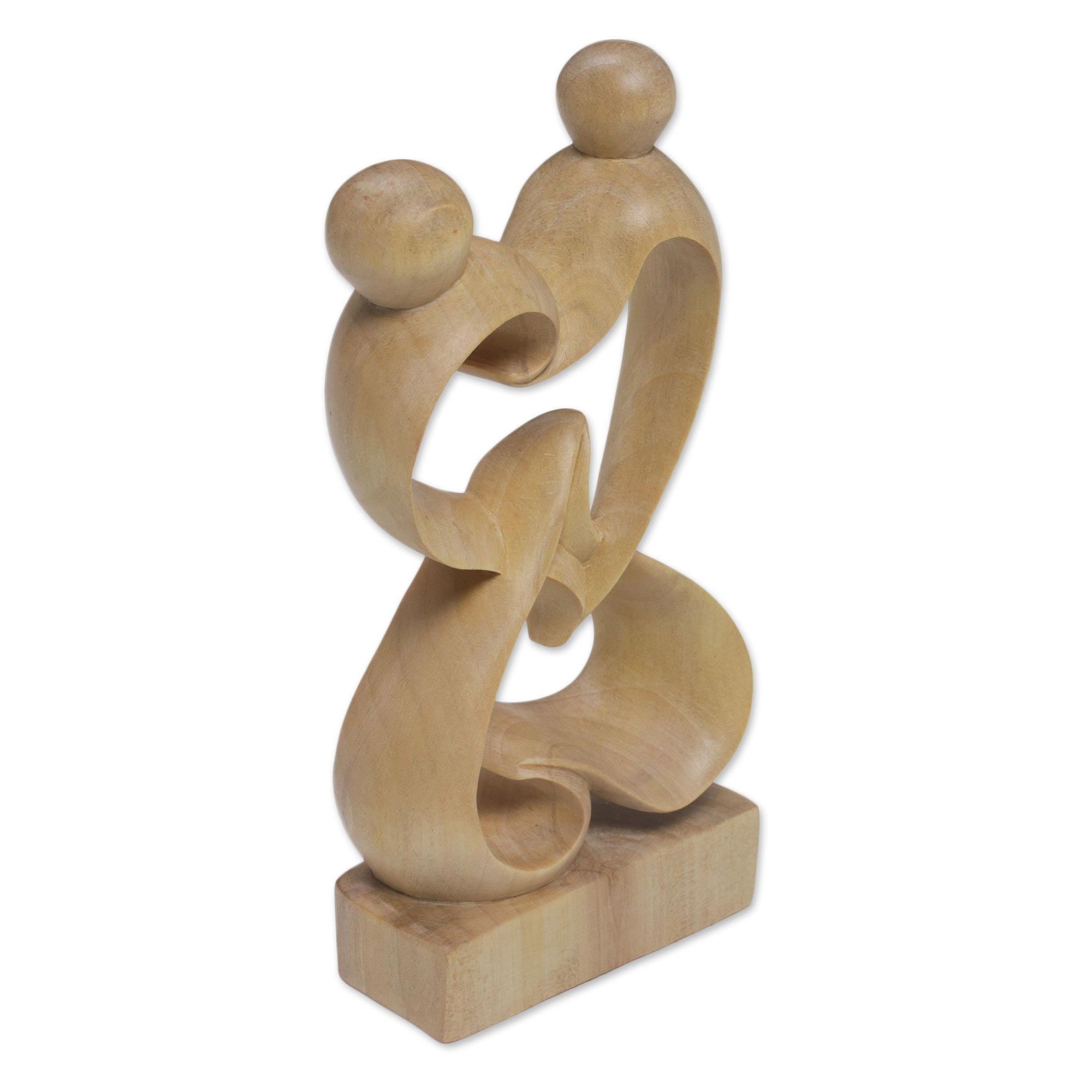 Premium Handcrafted Balinese Love Statue – Abstract Crocodile Wood Art