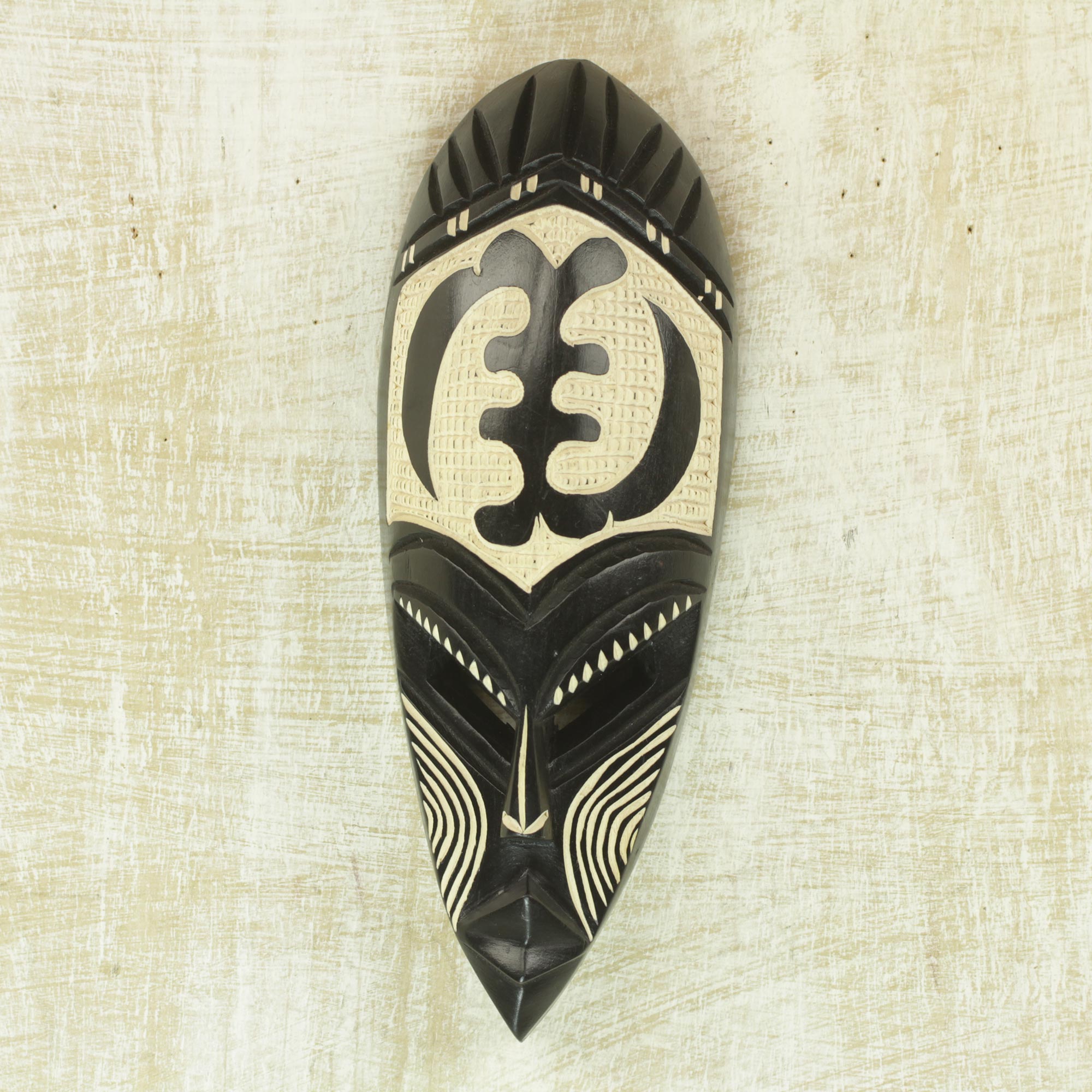 Premium Gye Nyame Adinkra Wood Mask – Handcrafted African Wall Art from Ghana