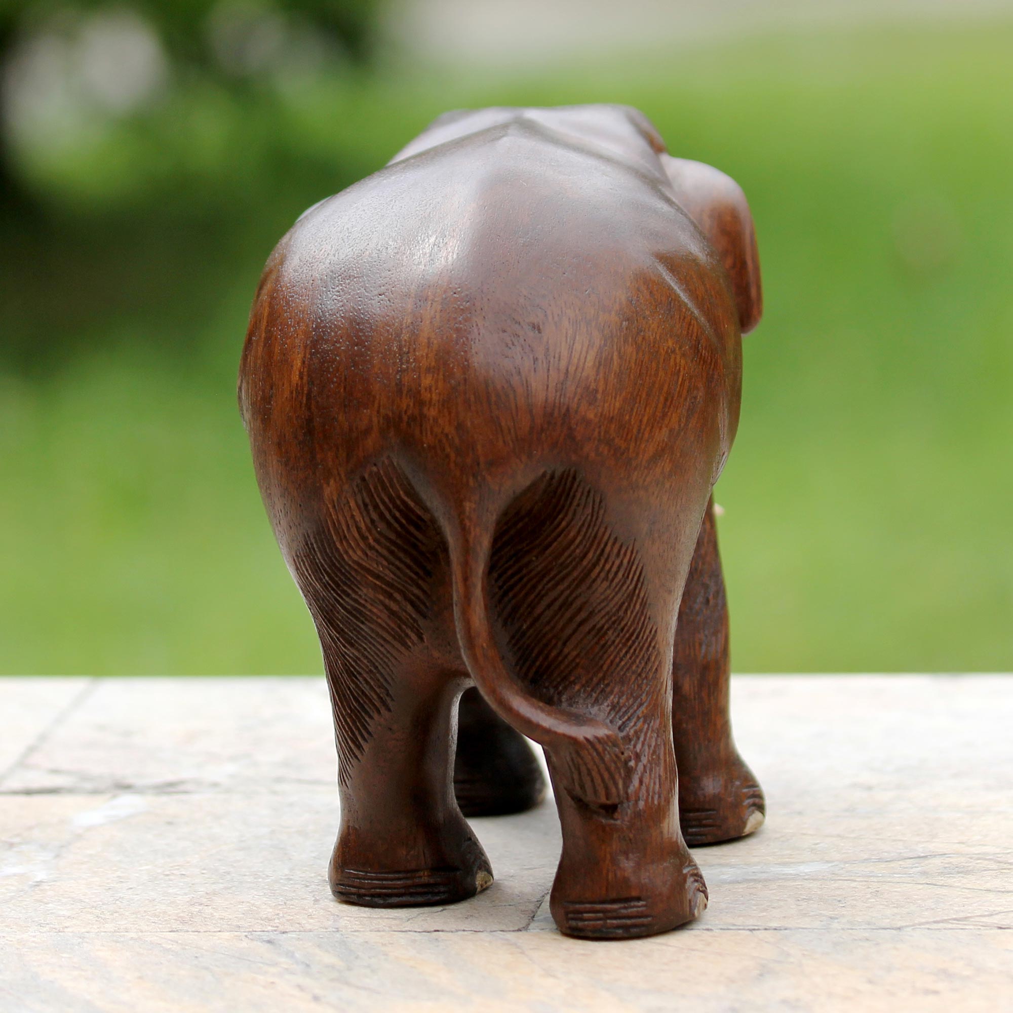 Premium Thai Elephant Handcrafted Sculpture - Rain Tree Wood Art