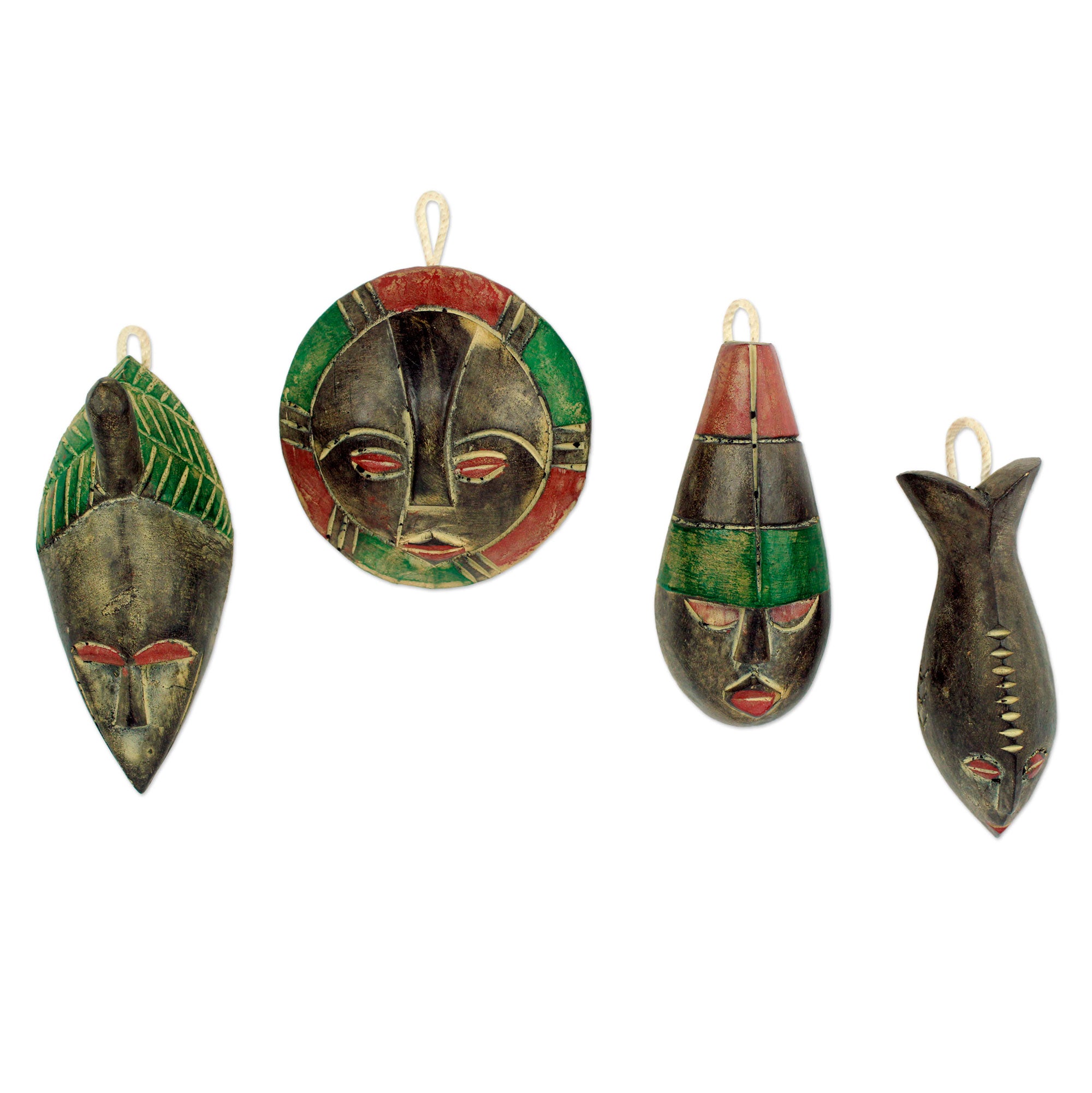Premium African-Inspired Shepherd Wood Ornaments (Set of 4)