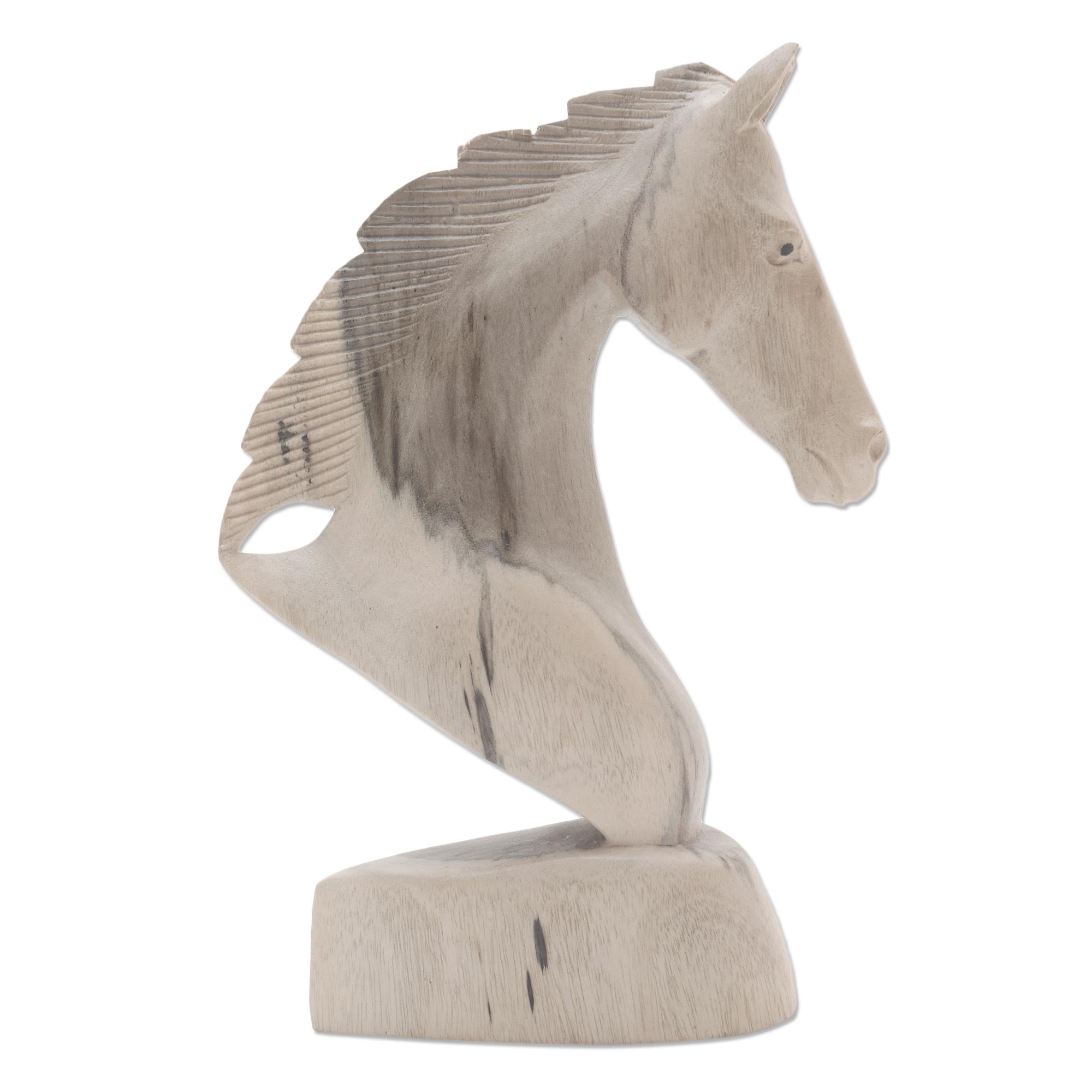 Premium Hand-Carved Hibiscus Wood Horse Head Sculpture – Ultimate Artisan Décor